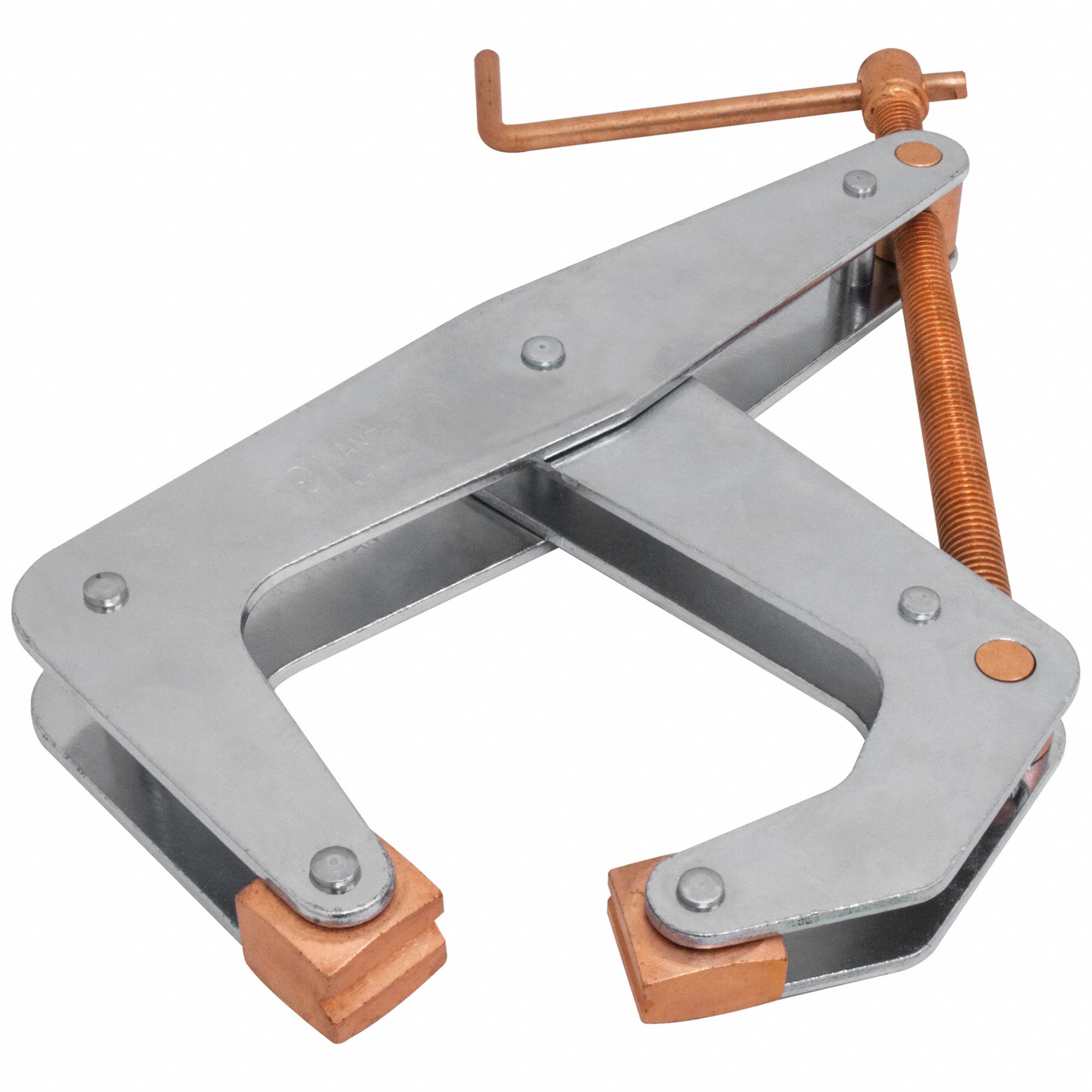 Cantilever Clamp: 9 in Max. Opening, 5 1/4 in Throat Dp, Zinc Plated, Copper Plated Steel