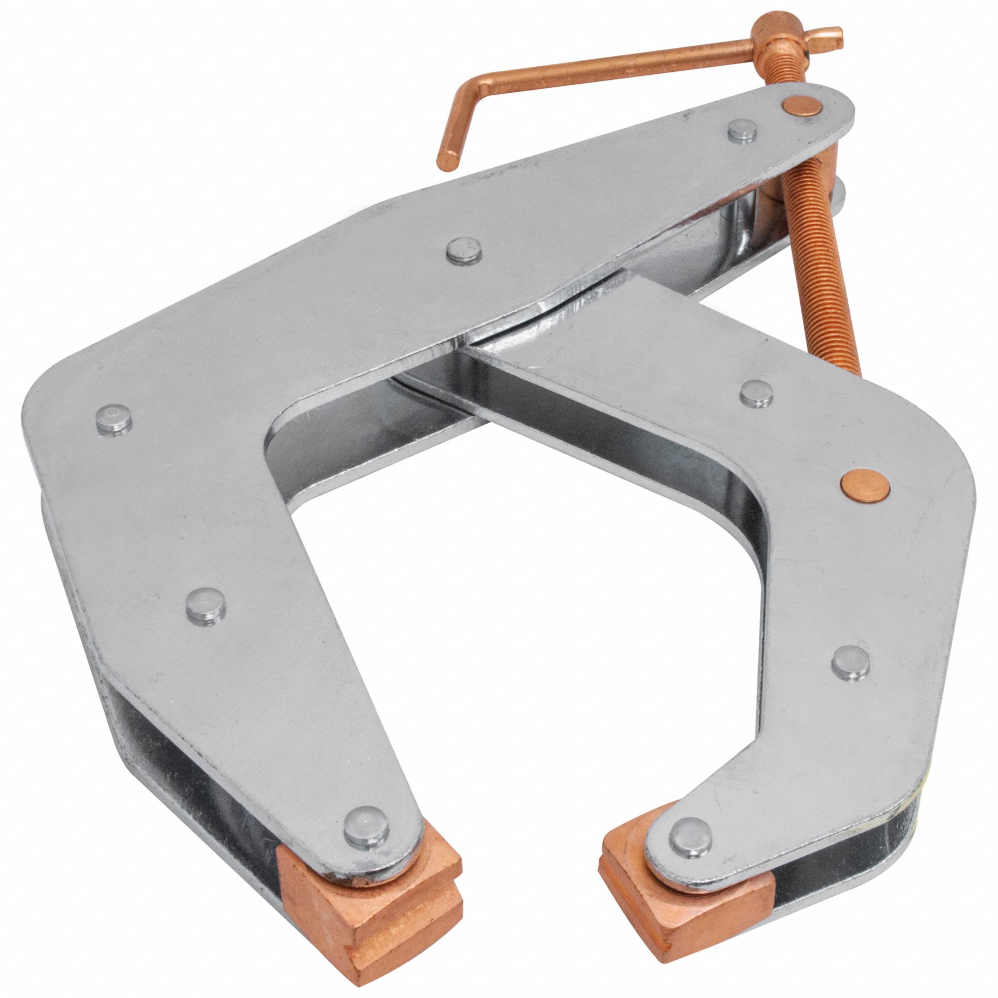 Cantilever Clamp: 10 in Max. Opening, 7 in Throat Dp, Zinc Plated, Copper Plated Steel