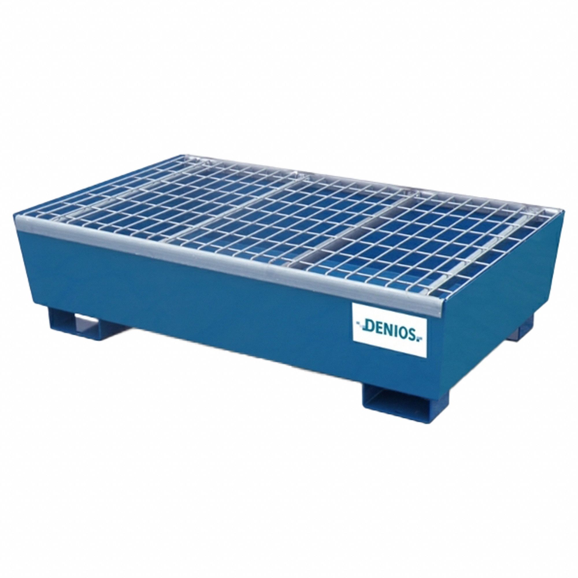 Spill Pallet: For 2 Drums, 49 in x 29 in x 13 in, 66 gal Spill Capacity, Blue