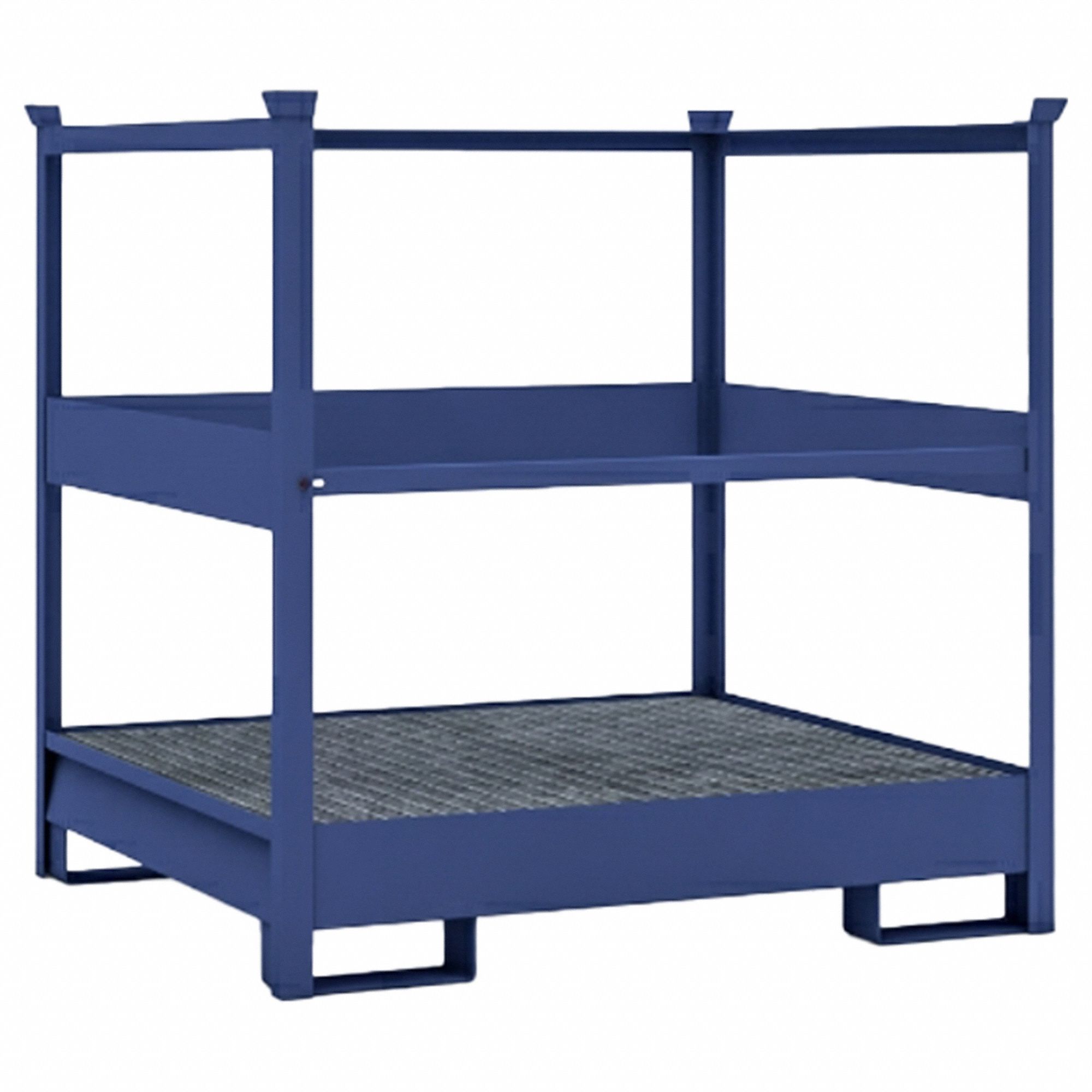 Spill Pallet: For 4 Drums, 55 in x 50 in x 54 in, 66 gal Spill Capacity, Blue