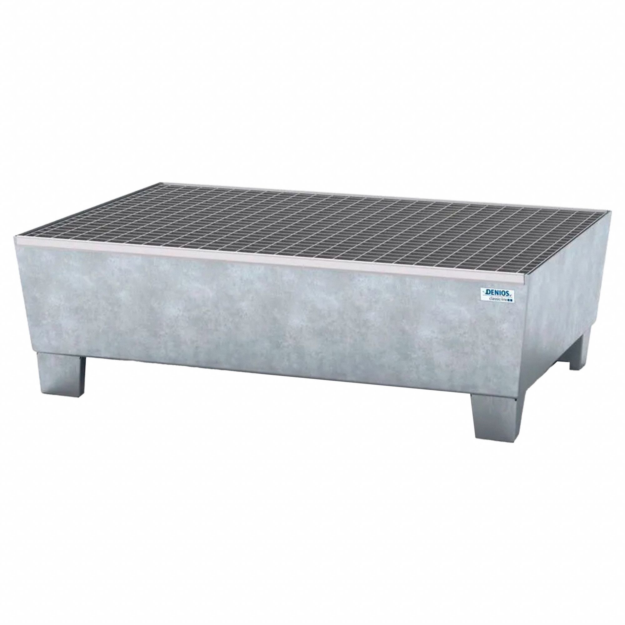 Spill Pallet: For 2 Drums, 57 in x 34 in x 15 in, 66 gal Spill Capacity, Gray
