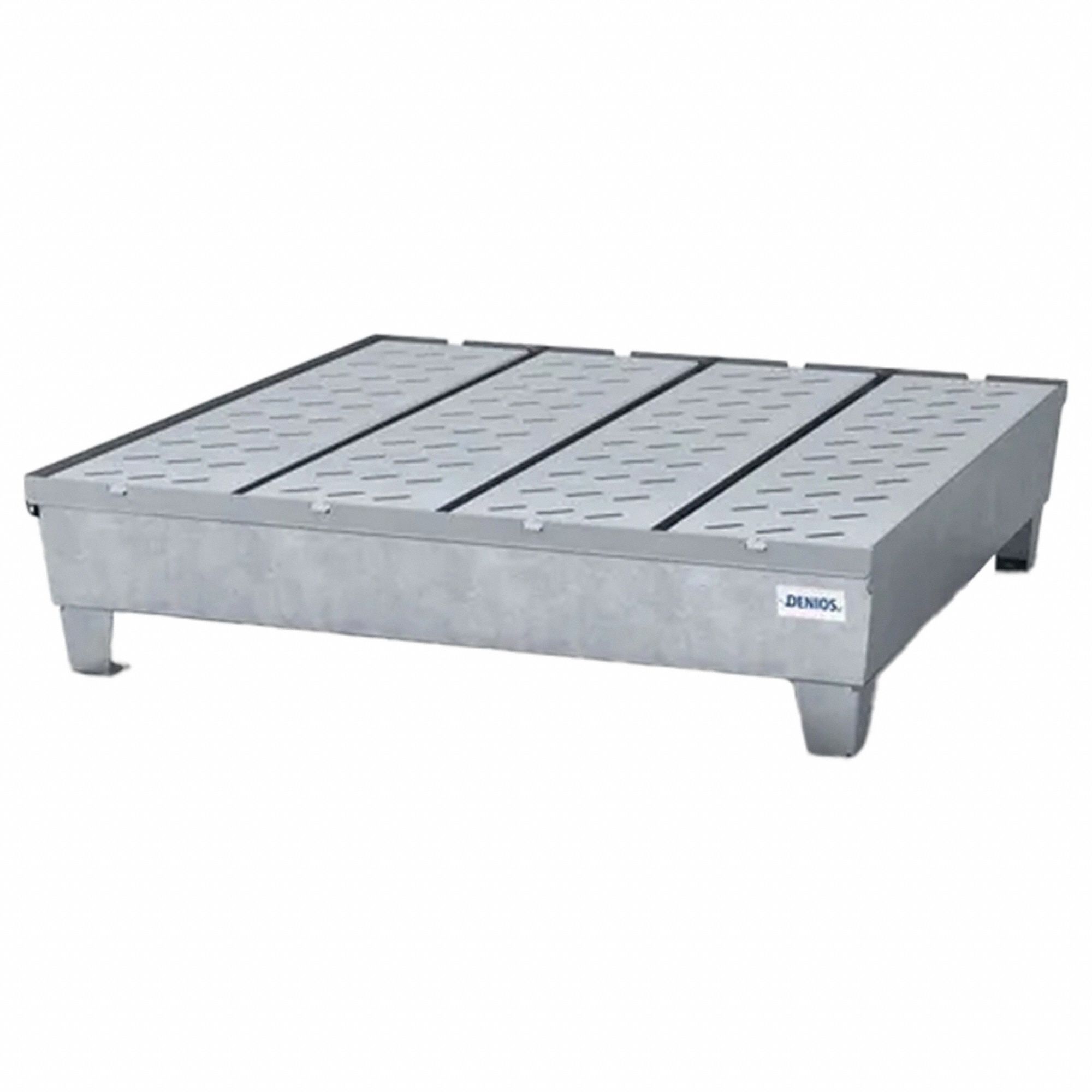 Spill Pallet: For 4 Drums, 49 in x 48 in x 12 in, 66 gal Spill Capacity, Gray