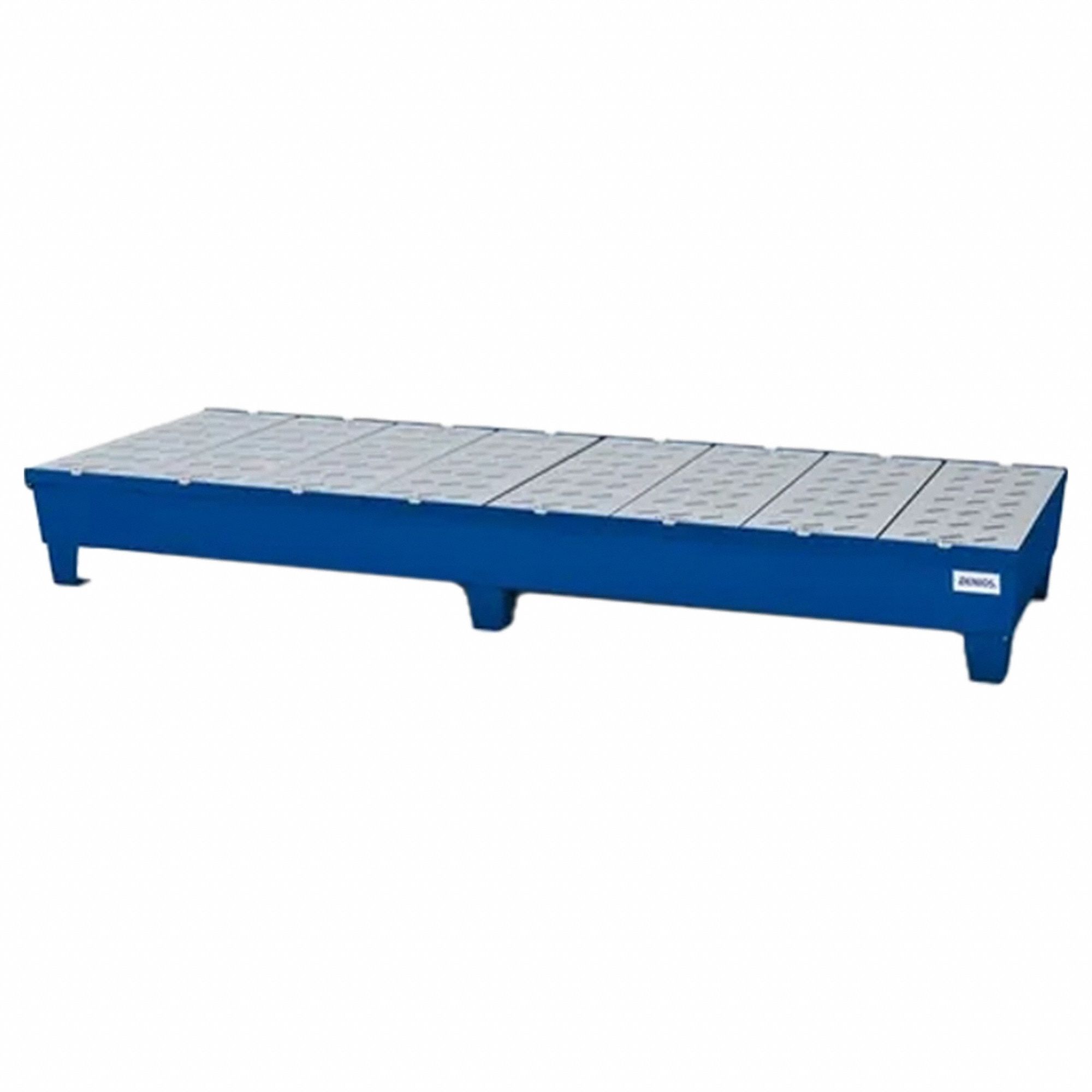 Spill Pallet: For 3 Drums, 91 in x 34 in x 12 in, 86 gal Spill Capacity, Blue