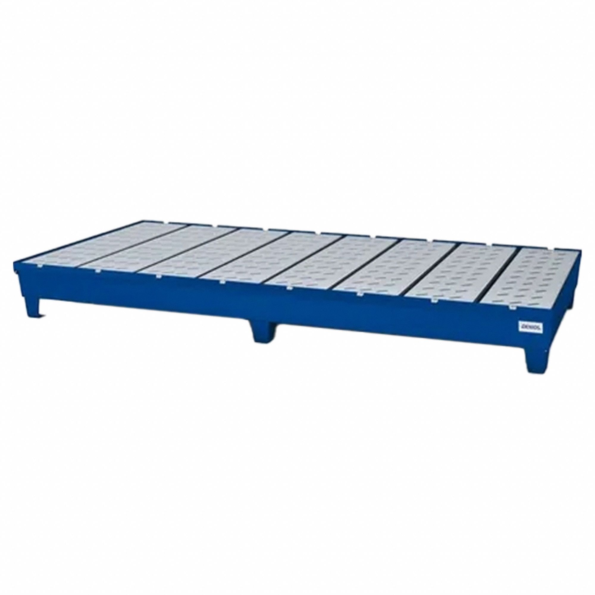 Spill Pallet: For 8 Drums, 98 in x 48 in x 11 in, 124 gal Spill Capacity, Blue