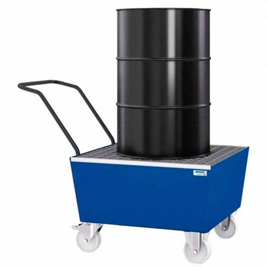 DENIOS Spill Containment Cart 38 in W x 34 in L x 15 in H Platform Size, For 1 Drums, 66 gal