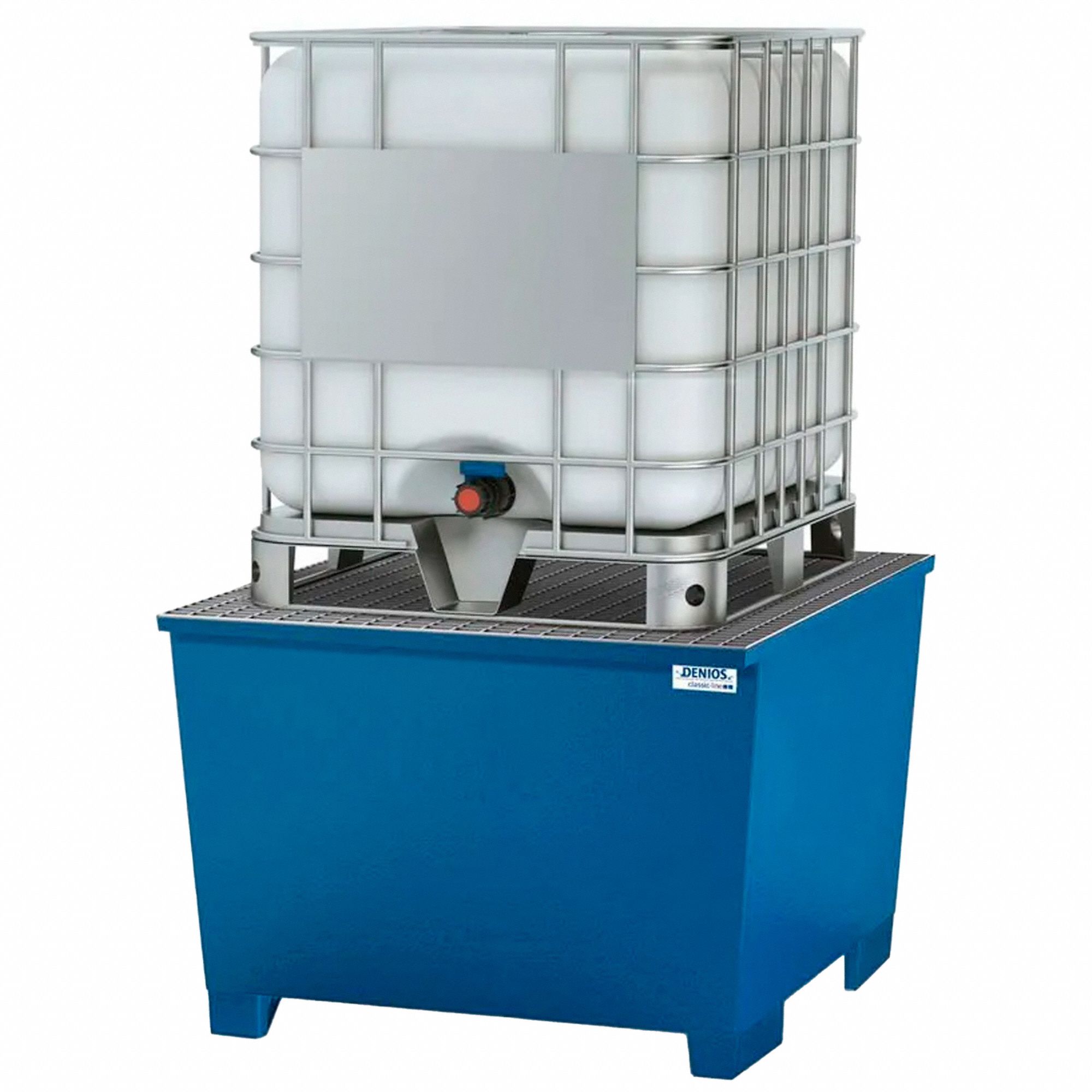 Spill Pallet: 385 gal Spill Capacity, 5, 000 lb Load Capacity, Steel, Blue, For 1 IBC