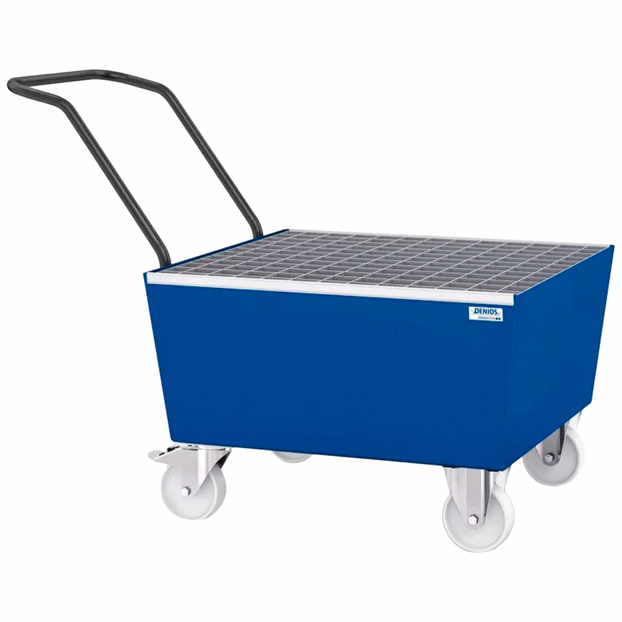 DENIOS Spill Containment Cart 38 in W x 34 in L x 15 in H Platform Size, For 1 Drums, 66 gal