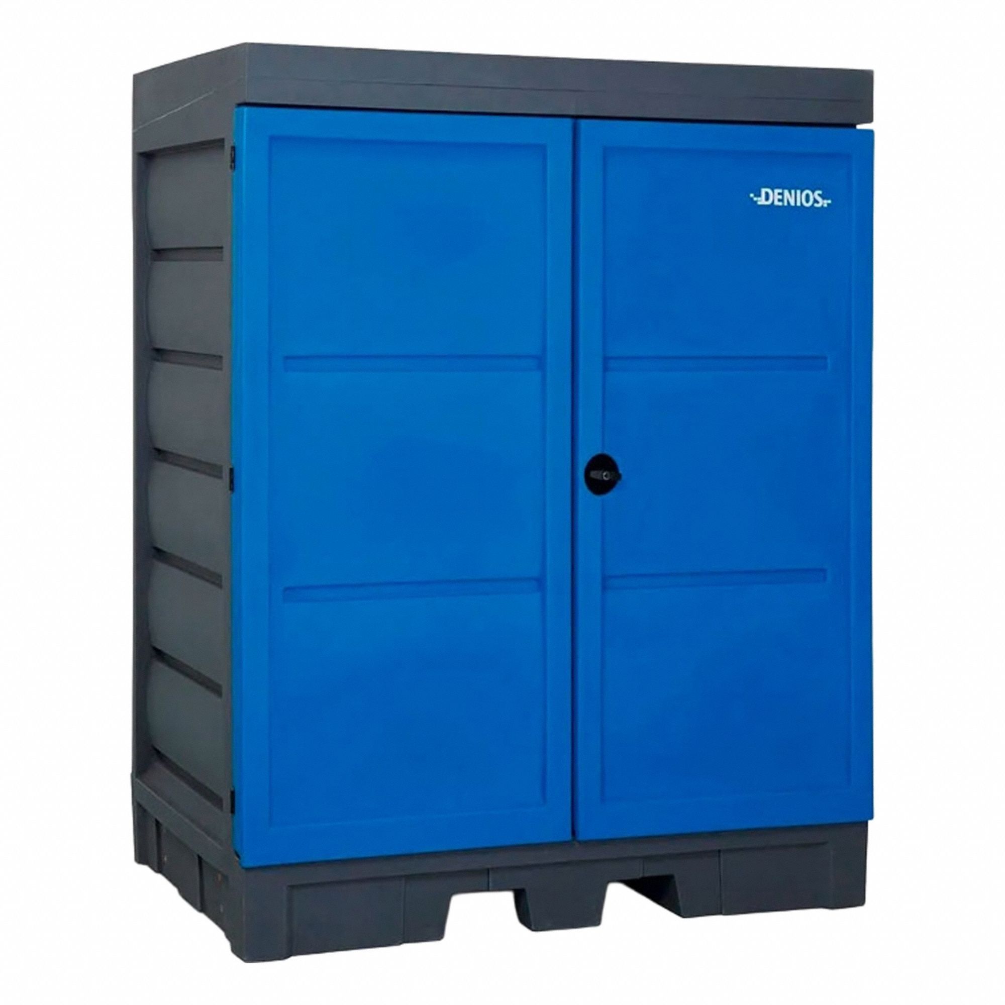 Corrosives Safety Storage Cabinet: Std, 66 gal, 42 in x 61 1/2 in x 78 in, Blue, Manual Close