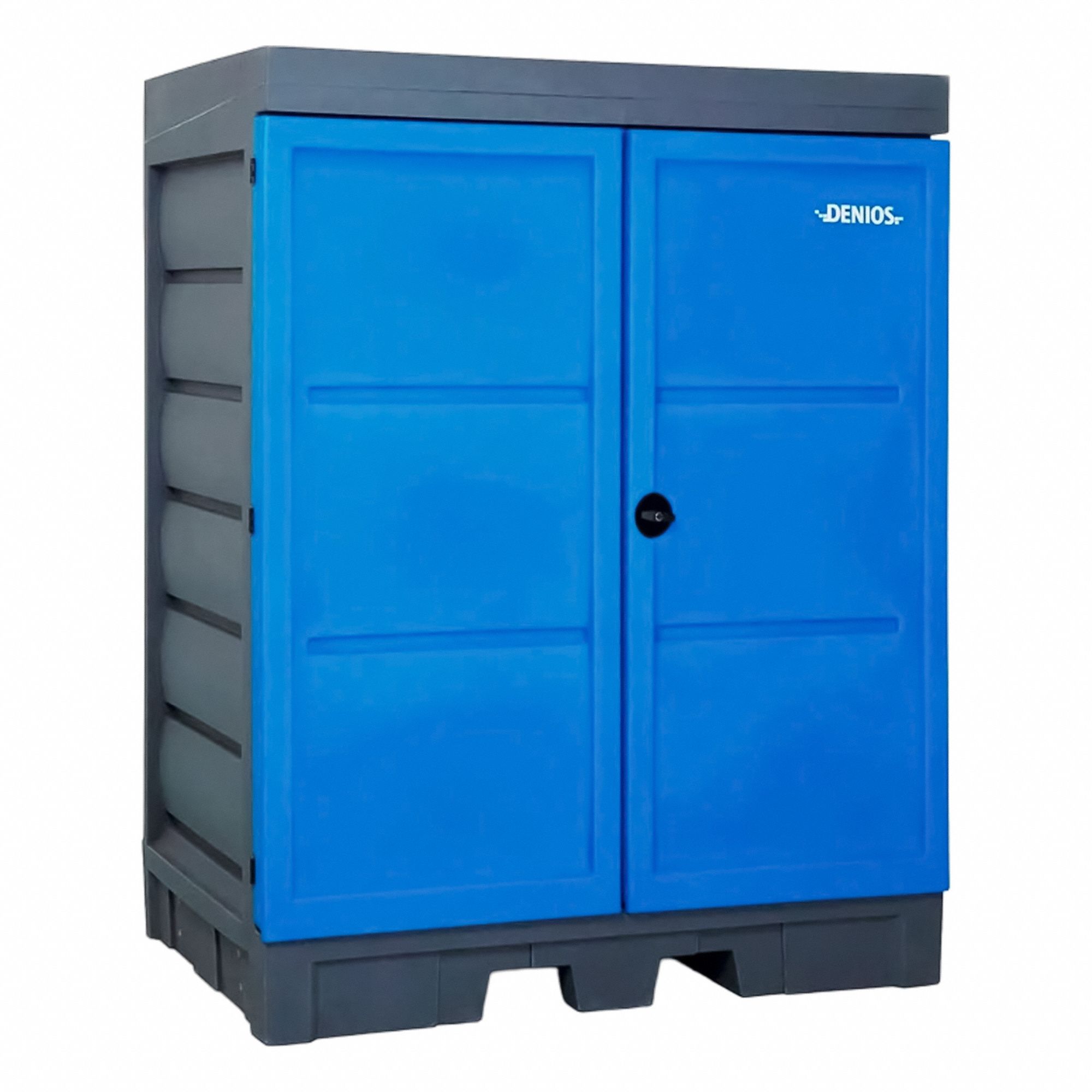 Corrosives Safety Storage Cabinet: Std, 66 gal, 42 in x 61 1/2 in x 78 in, Blue, Manual Close