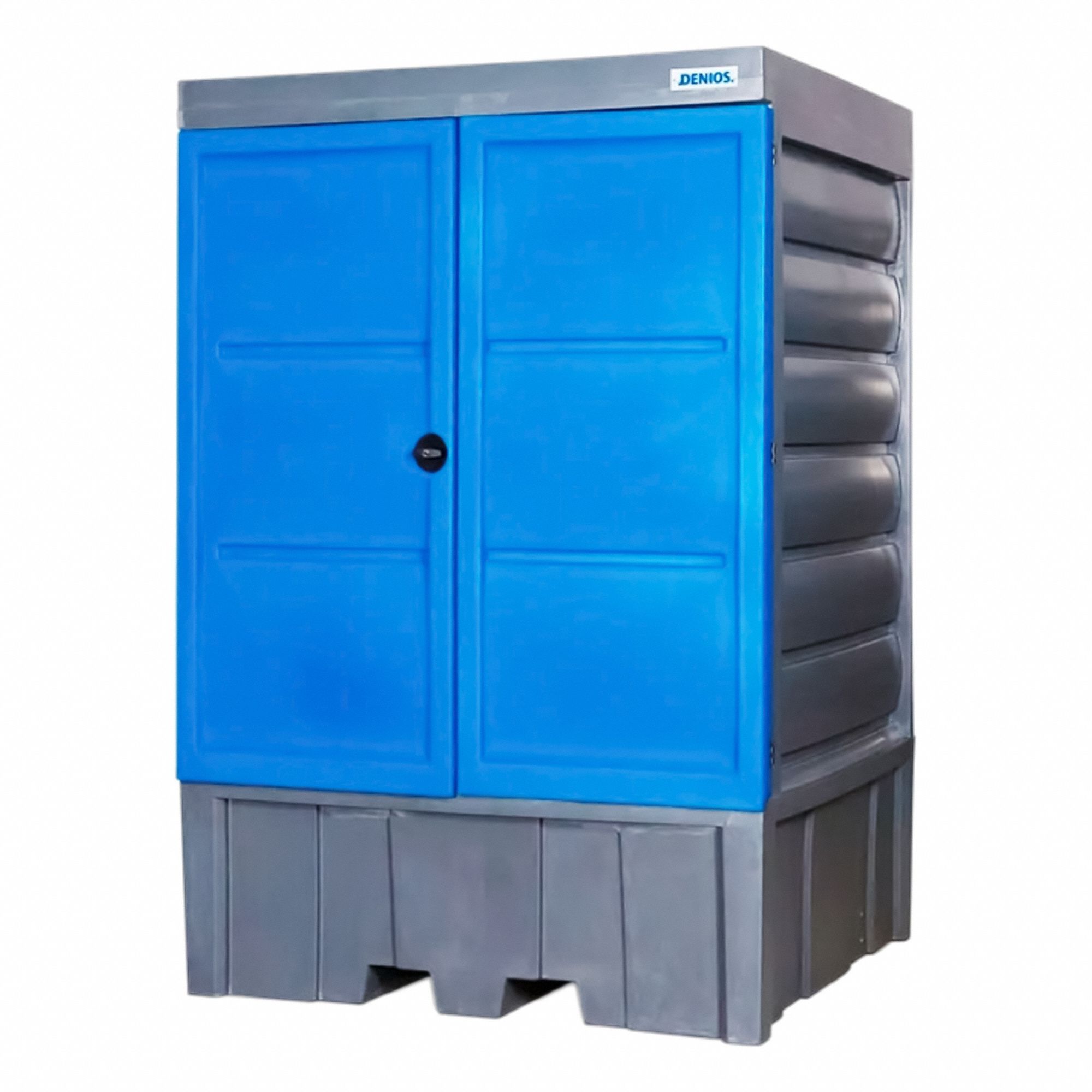 Corrosives Safety Storage Cabinet: Std, 66 gal, 61 in x 61 1/2 in x 92 in, Blue, Manual Close