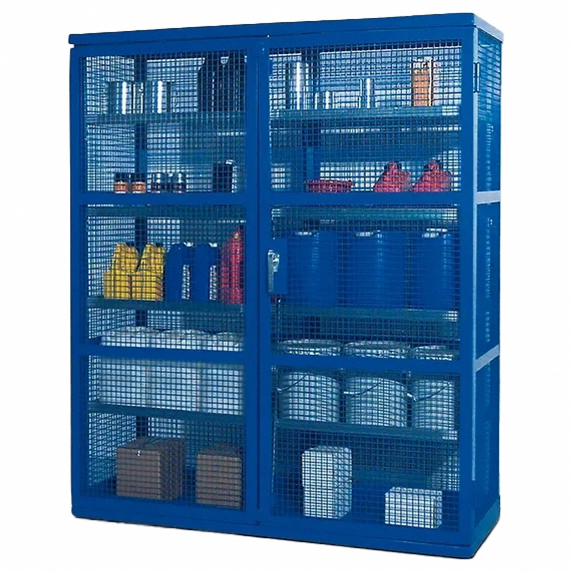 Bulk Storage Locker: 74 in x 28 in x 87 in, 8 Adj Shelves, Swing Handle & Padlock Hasp, Frame