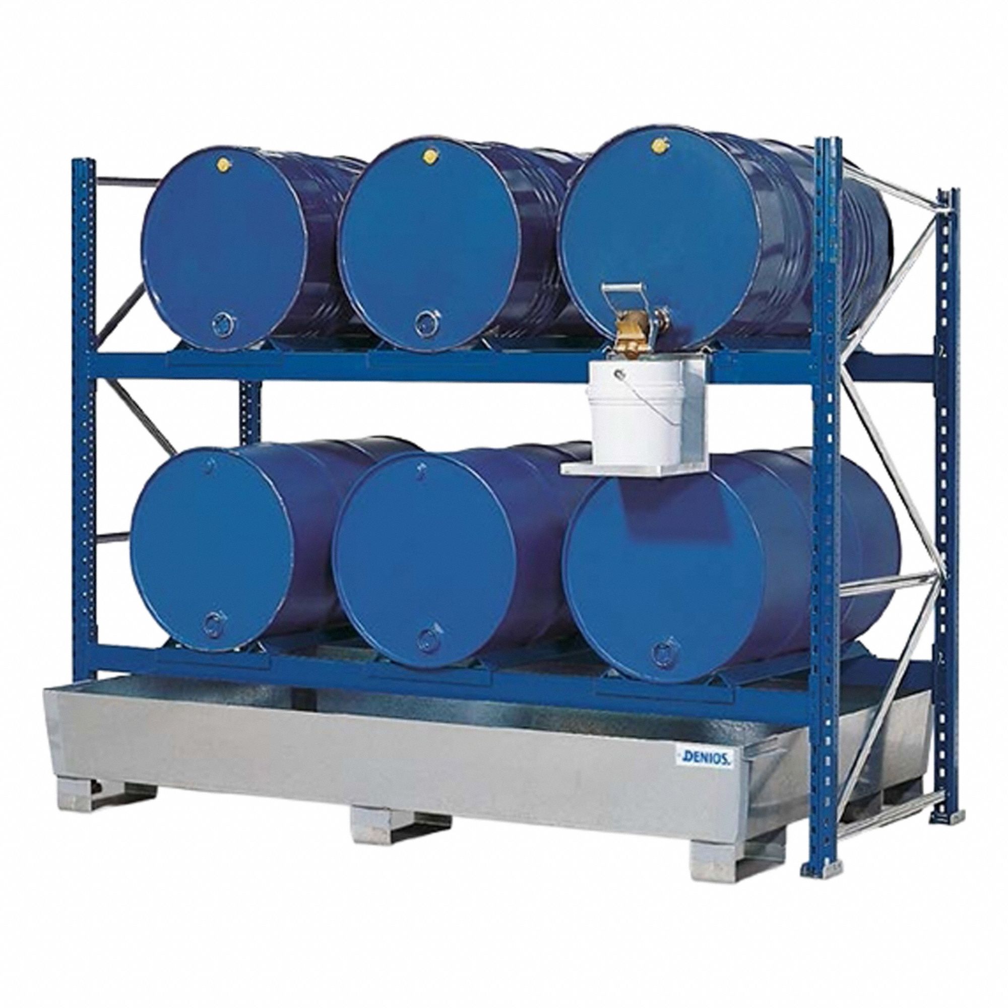 DENIOS, 96 in x 36 in x 96 in, For 6 Drums, Drum Dispensing Racks ...