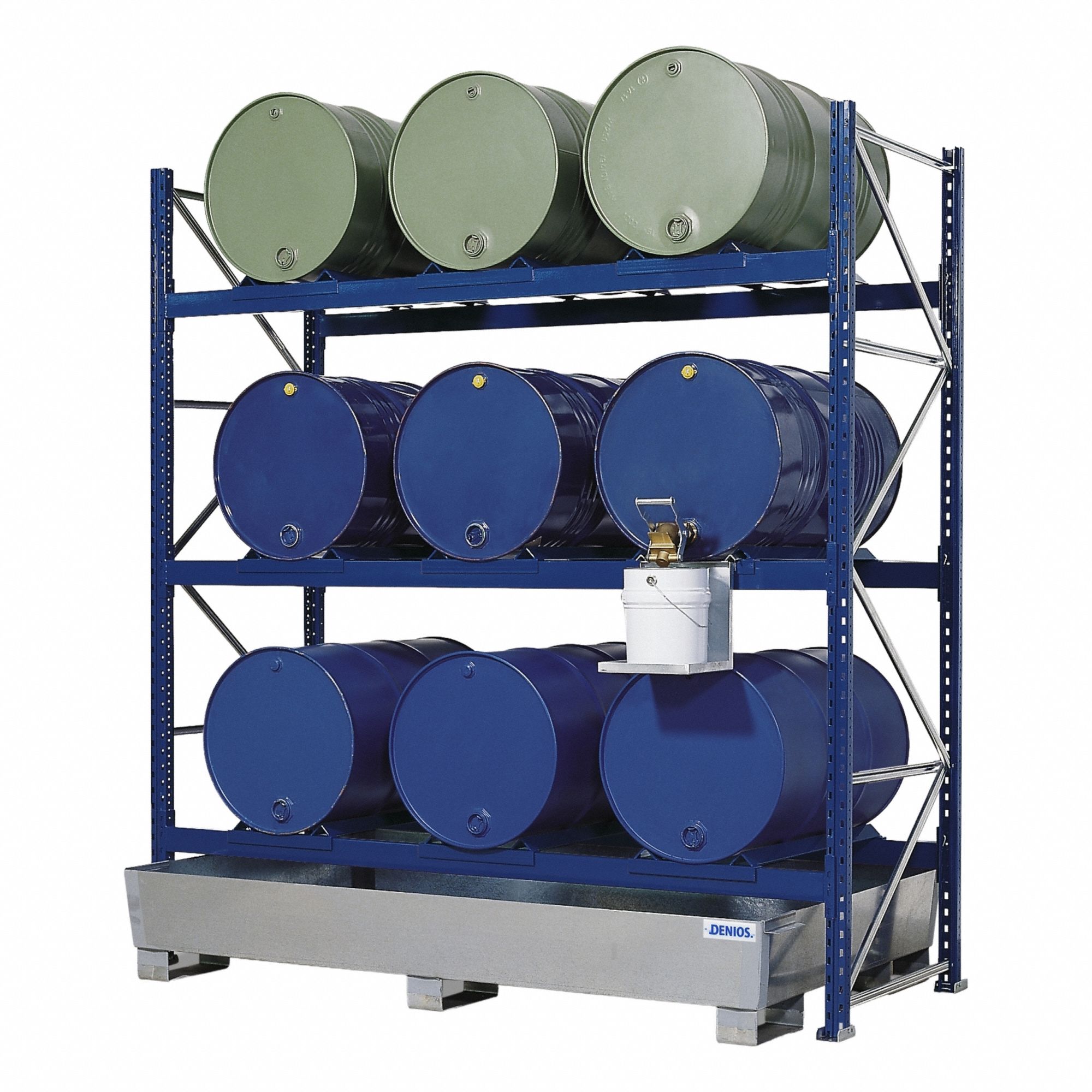 DENIOS, 96 in x 36 in x 96 in, For 9 Drums, Drum Dispensing Racks ...