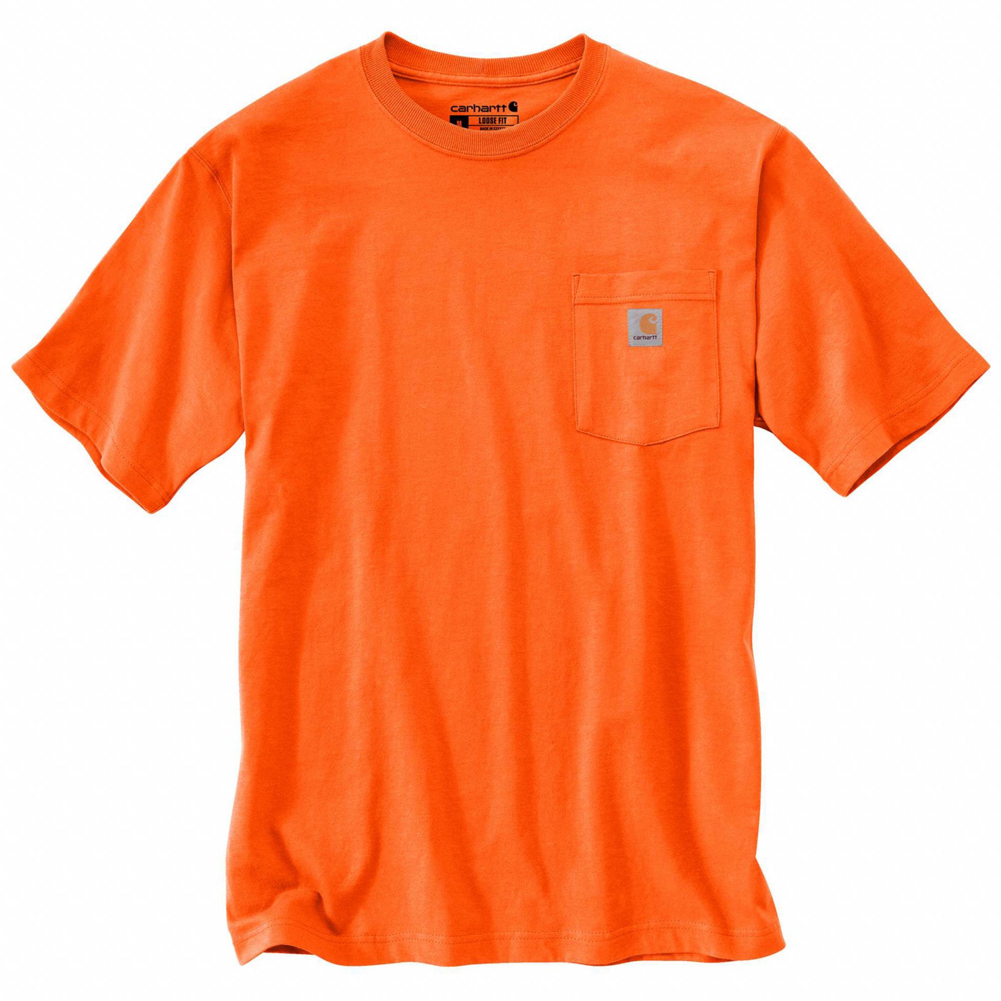 Pocket T-Shirt, Men's, Color Orange, Size L