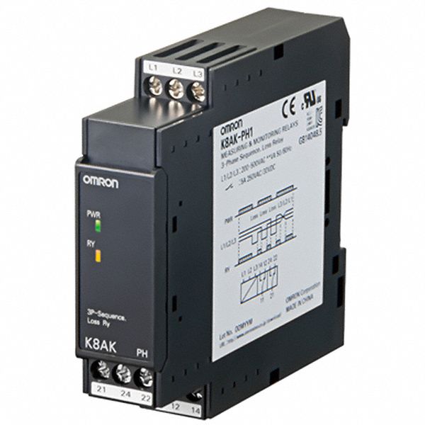 OMRON, DIN-Rail Mounted, 5 A Current Rating, Monitoring Relays - 804RW0 ...