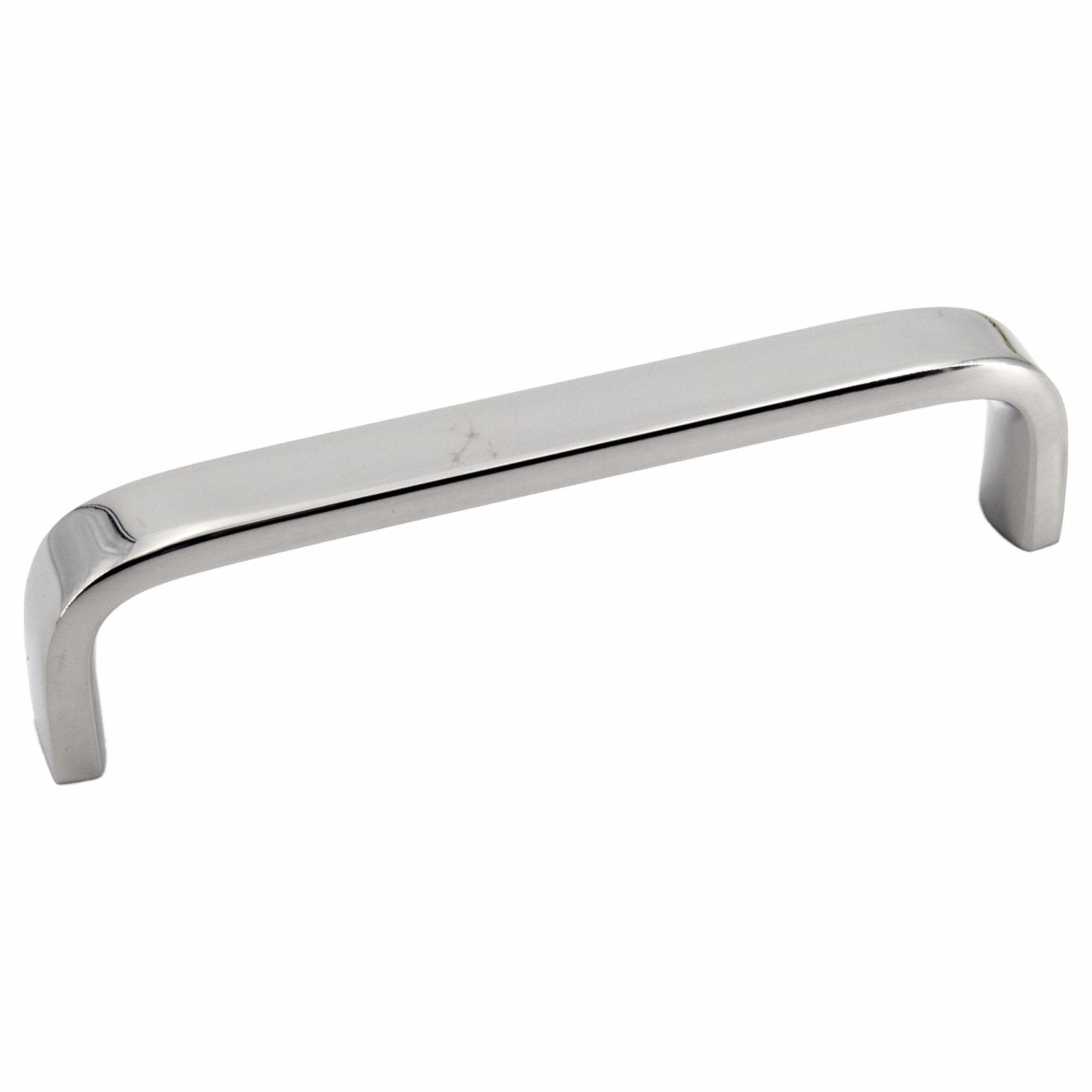 Pull Handle: Threaded Holes, Stainless Steel, Silver, 0.394 in, 3.15 in Grip Lg