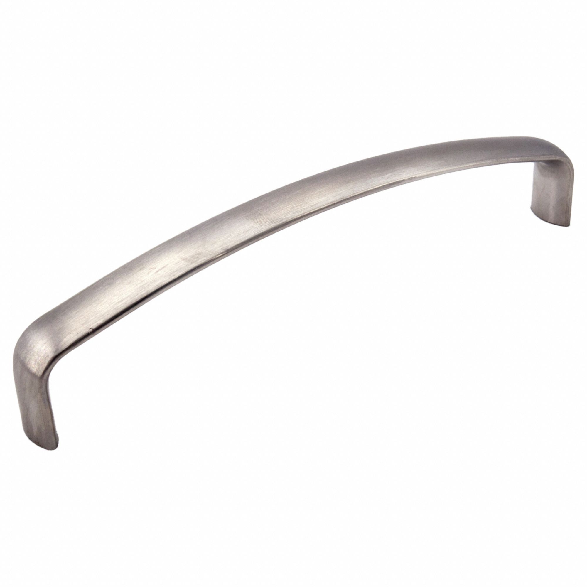 Pull Handle: Threaded Holes, Stainless Steel, Silver, 5 in Mounting Hole Center to Center