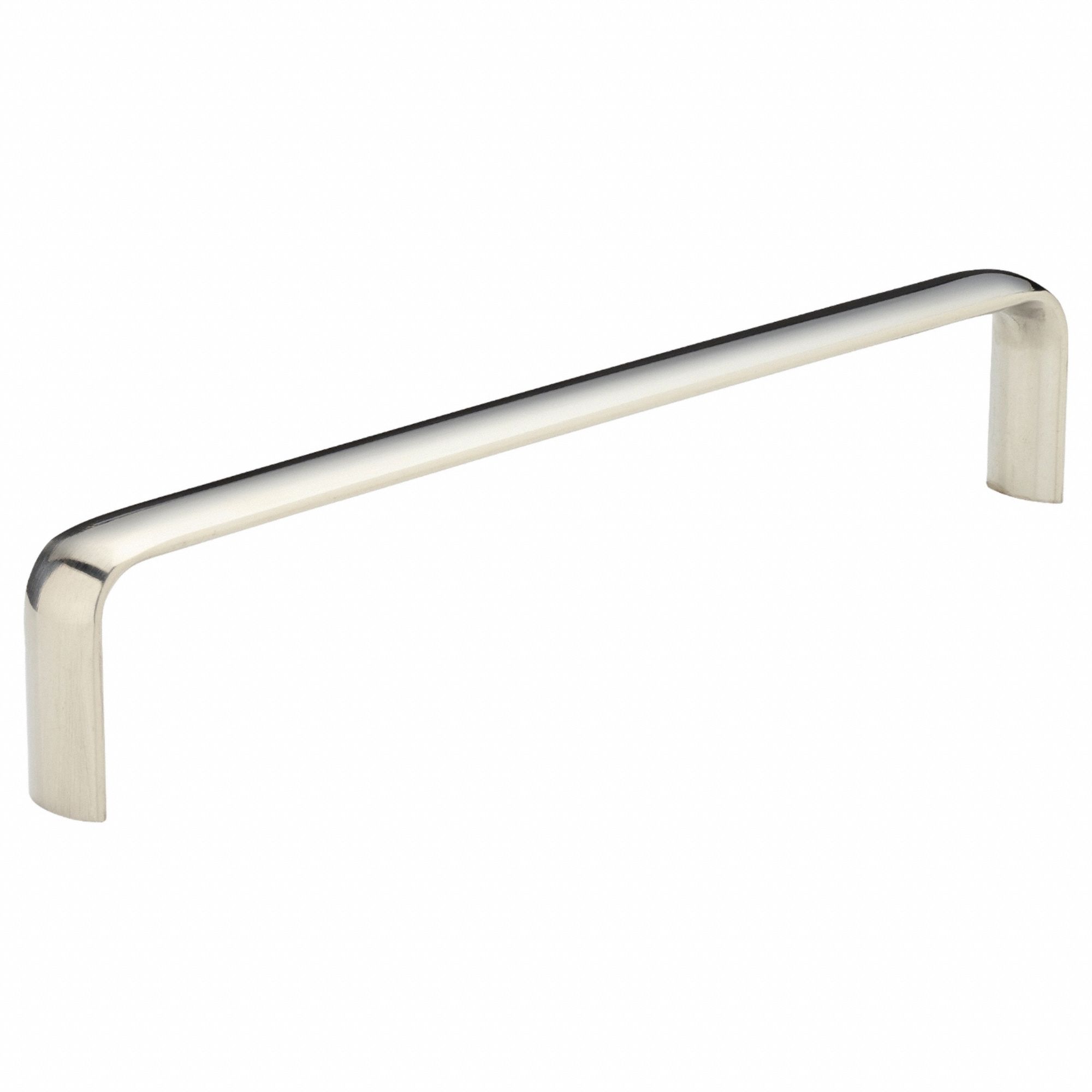 Pull Handle: Threaded Holes, Stainless Steel, Silver, 6 in Mounting Hole Center to Center