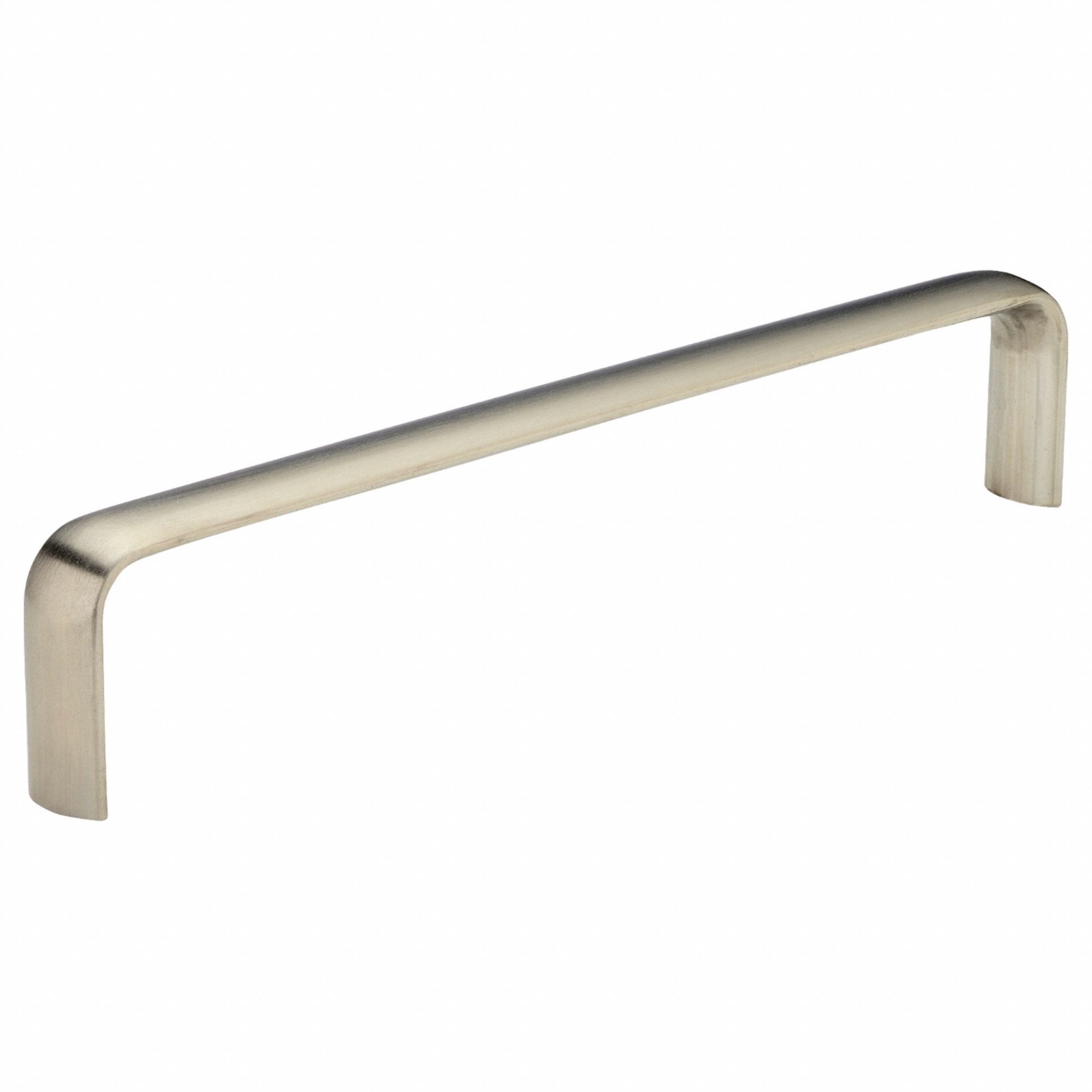 Pull Handle: Threaded Holes, Stainless Steel, Silver, 6 in Mounting Hole Center to Center