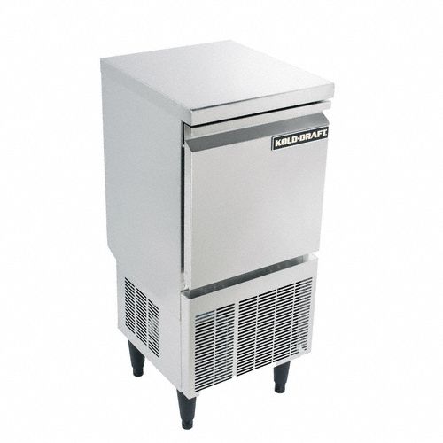 Ice Machine: Top Hat, 50 lb Ice per Day, Air Cooled, 36 3/4 in Ht, 15 1/2 in Wd, Silver