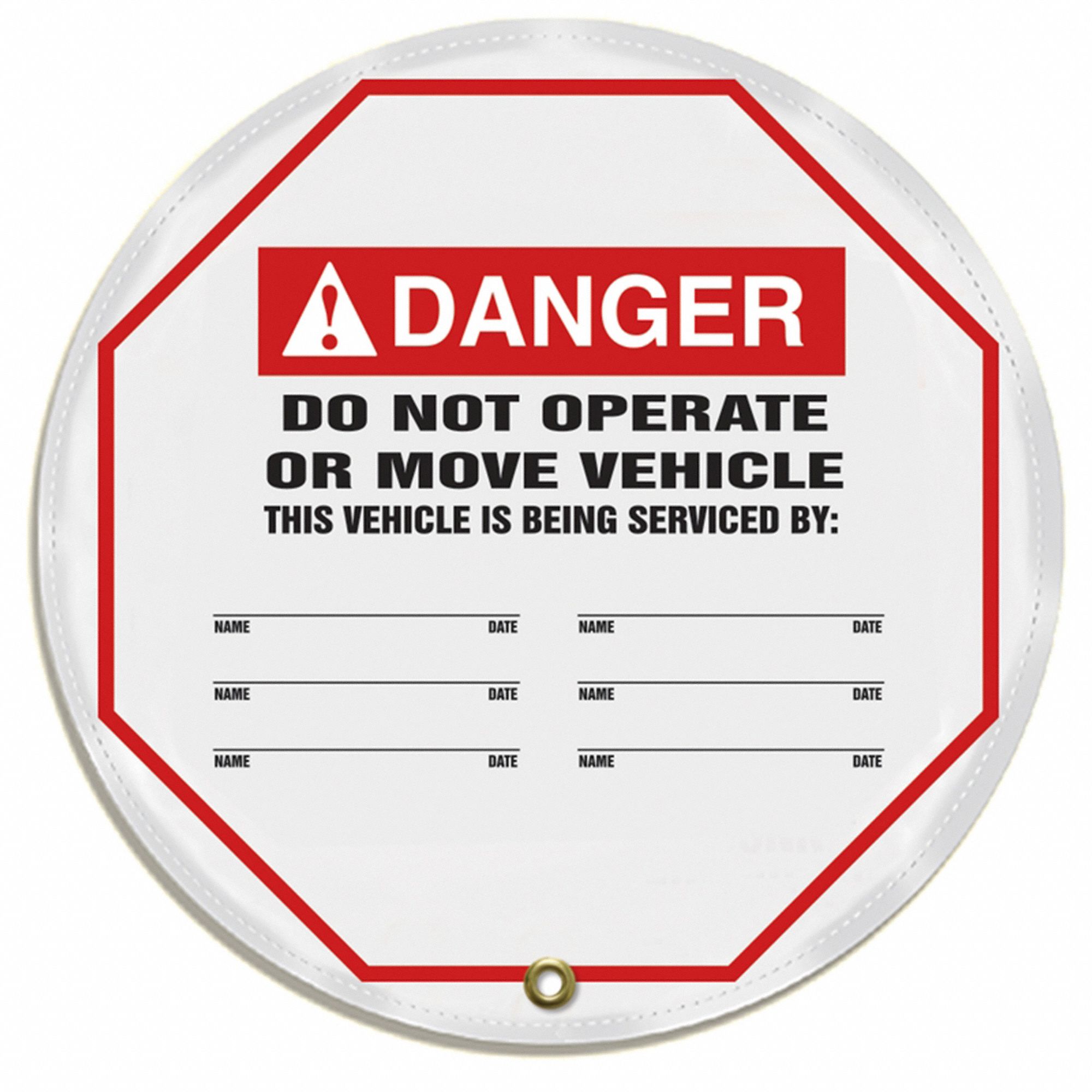 STEERING WHEEL MESSAGE COVER, DANGER, DO NOT OPERATE OR MOVE VEHICLE, ANSI/OSHA, WHT, 16 IN