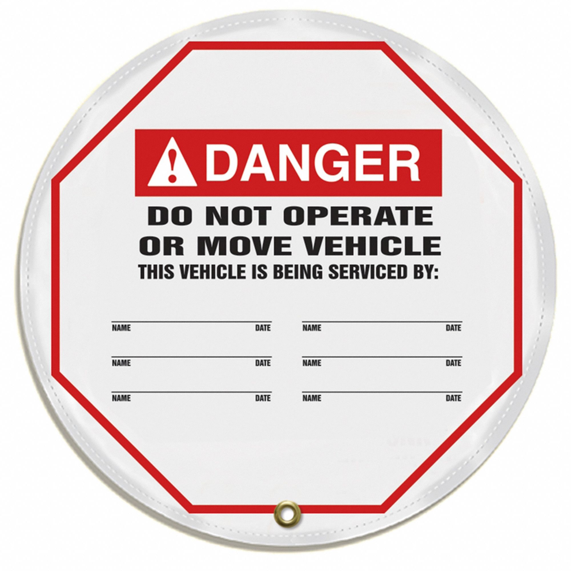 Steering Wheel Message Cover: Danger, Do Not Operate or Move Vehicle, ANSI/OSHA, White