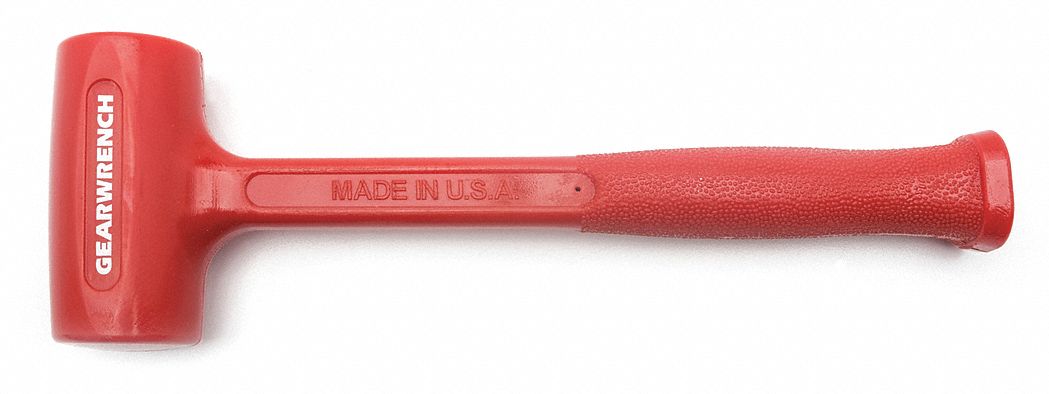 DEAD BLOW HAMMER, RED, HEAD WEIGHT 18 OZ, FACE DIA 1 3/4 IN, 11 1/4 IN L, URETHANE