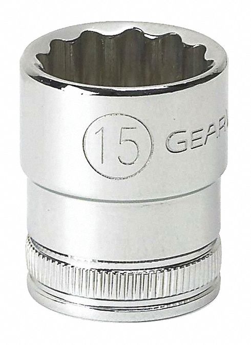 SOCKET,STANDARD,15 MM L,3/8