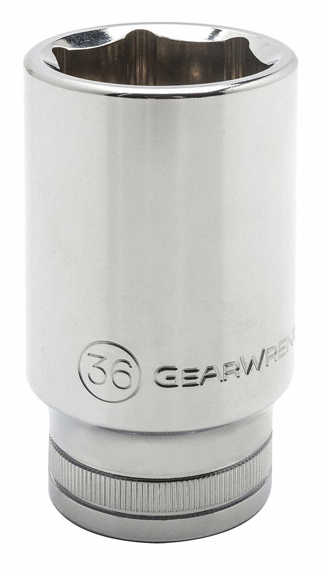 PRISE,CARRÉ,6 PT,PROFOND,FINI EN MIROIR,SAE/CDA B107,1,36 MM X 3/4 PO DR,CHRM