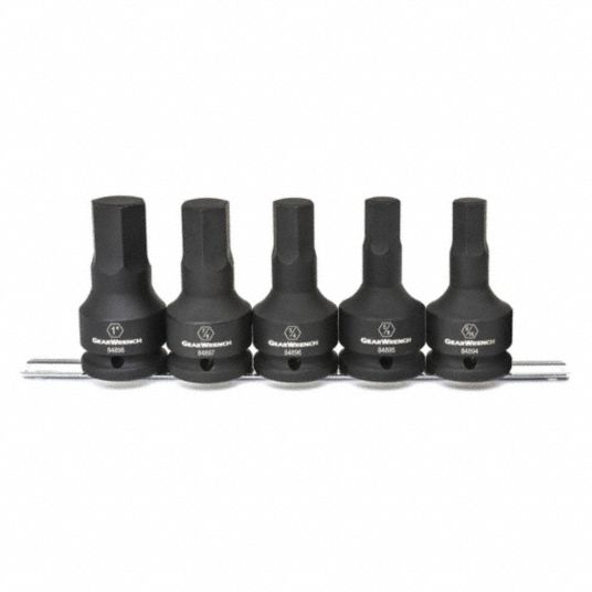 GEARWRENCH Hex Bit Imp Skt Set, 5 pcs., 3/4" Dr, SAE 527D3684899