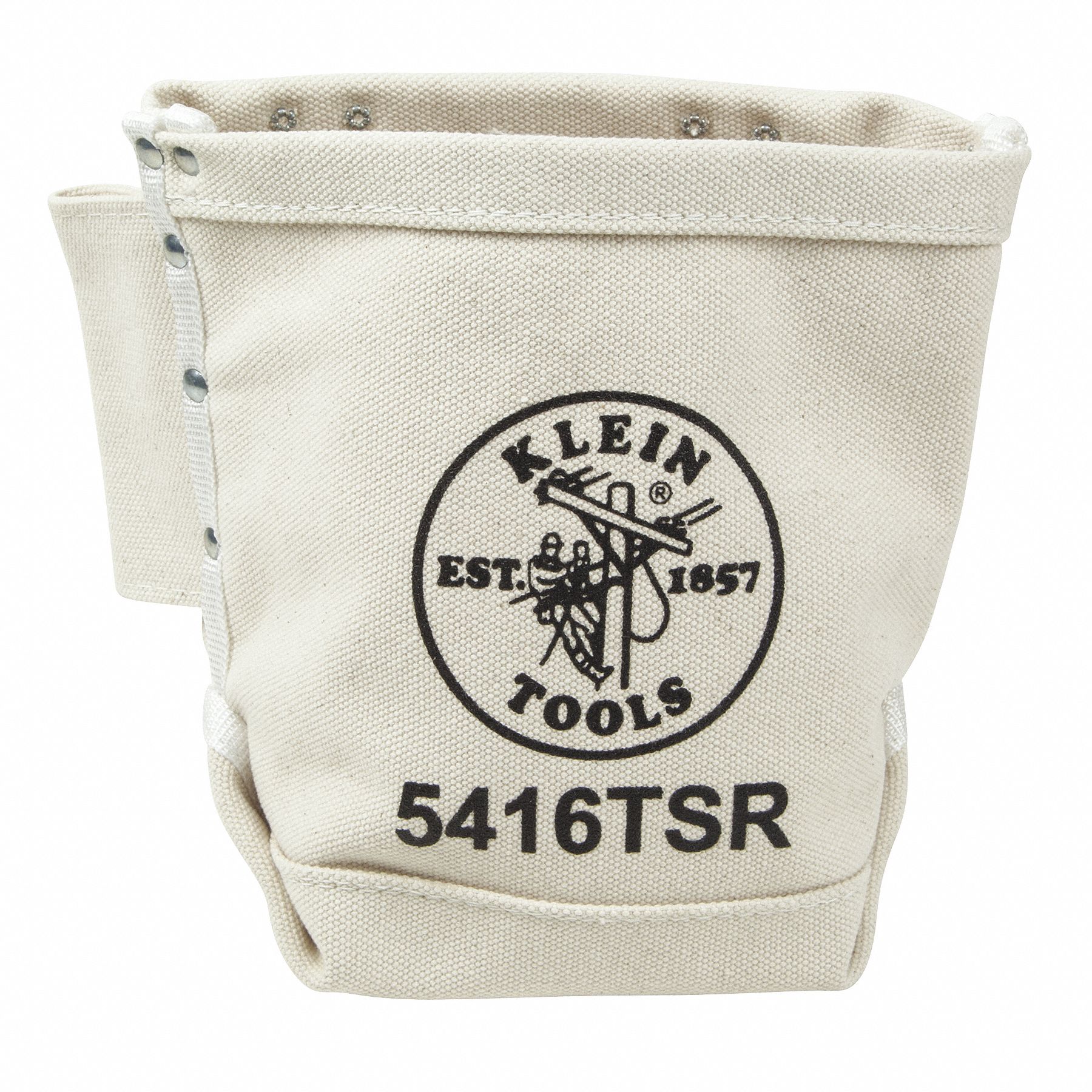 TOOL BAG, BULL PIN/BOLT, 1 POCKET, NATURAL, 9 X 10 X 5 IN, FITS 3 IN BELT, CANVAS