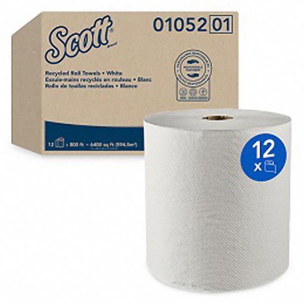 PAPER TOWEL ROLL,WHITE,8 IN ROLL WIDTH