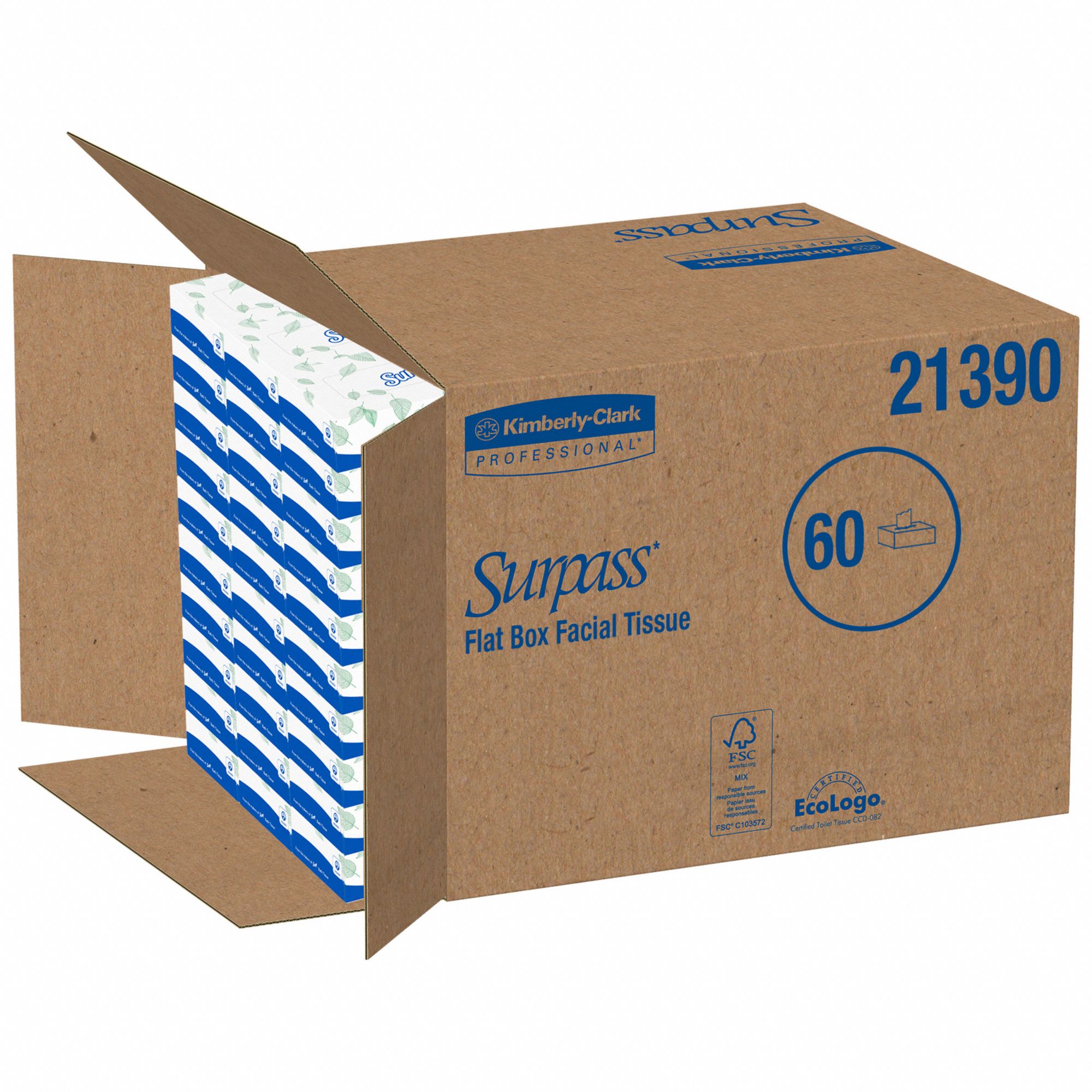 FACIAL TISSUE, FLAT, SURPASS, 125 SHEETS, 60 PK