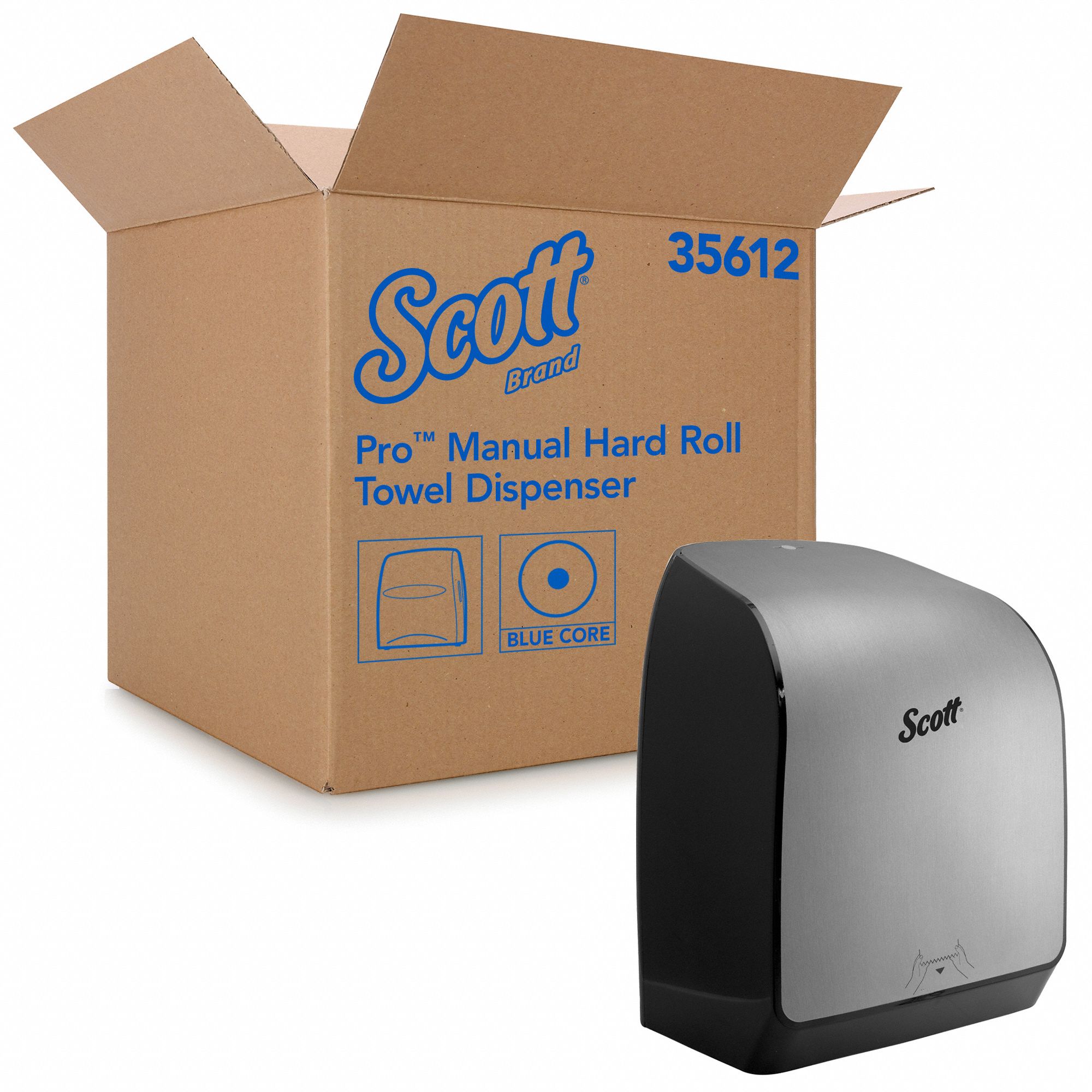 SCOTT PAPER TOWEL DISPENSER, HARDWOUND, 7½ IN TOWEL WIDTH, 1¾ IN