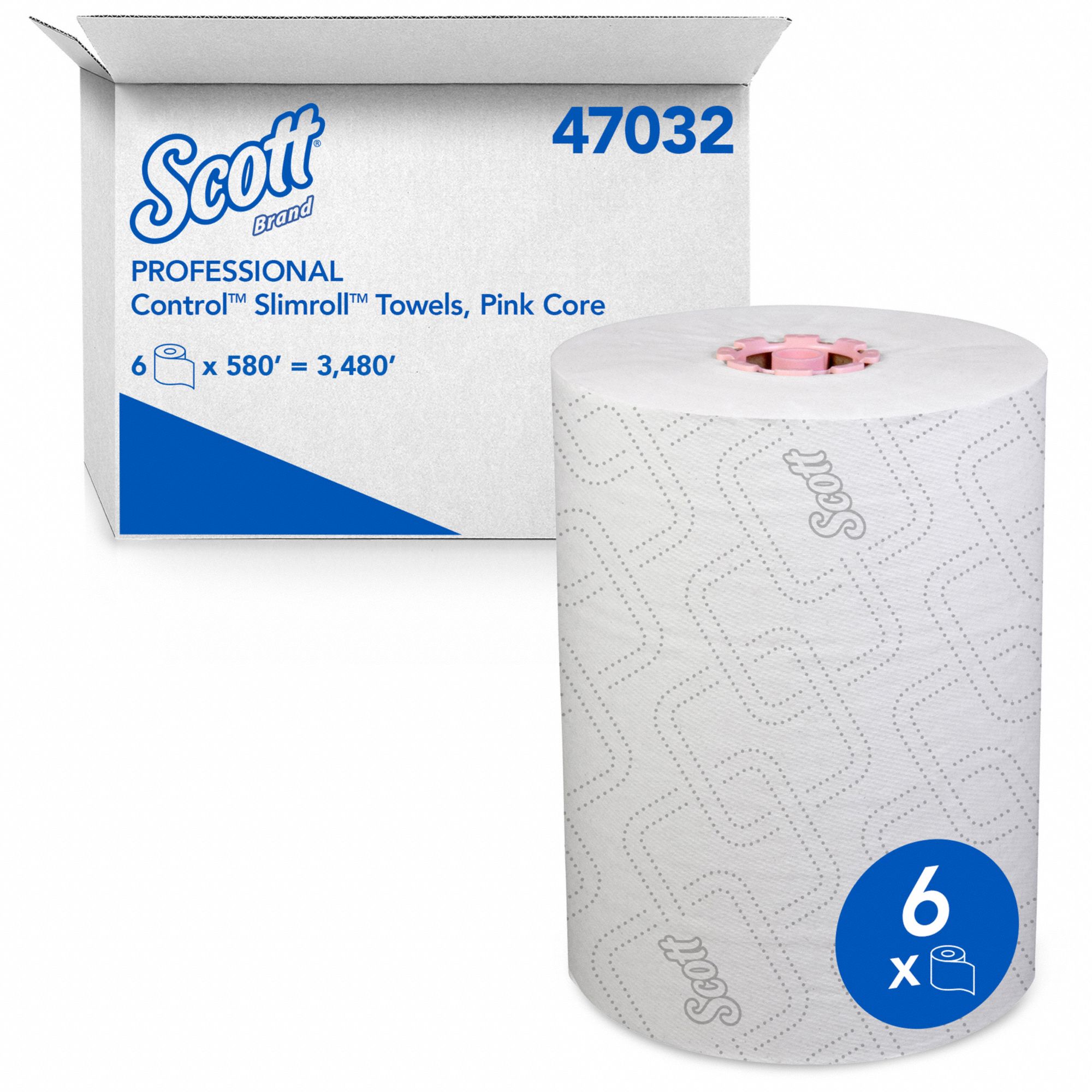 PAPER TOWEL ROLL, JUMBO CORE, 1-PLY, WHITE, 580 FT X 8 IN, PROPRIETARY, 12 PK