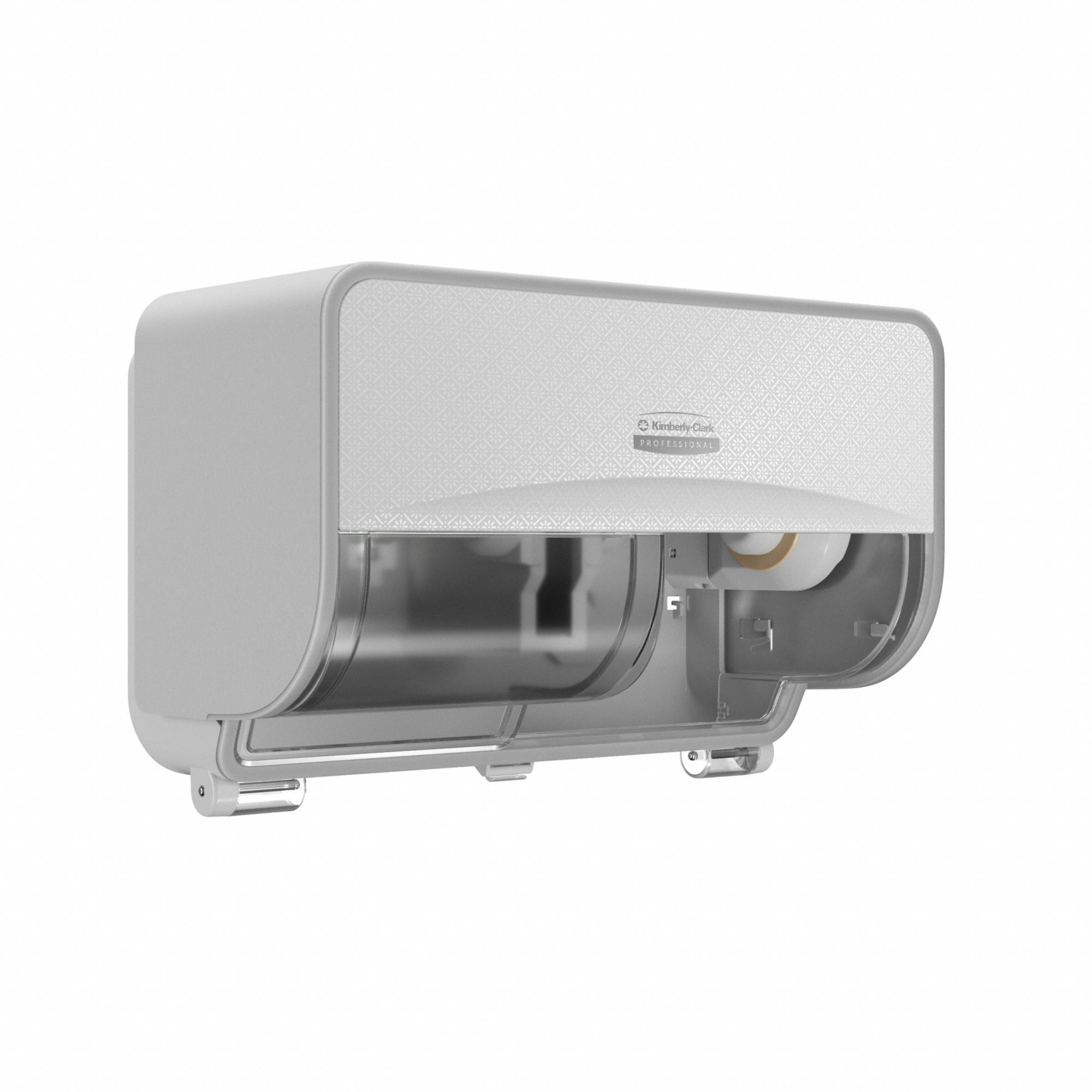 TOILET PAPER DISPENSER, HIGH CAPACITY, HORIZONTAL DOUBLE RL, PLASTIC, WHITE MOSAIC