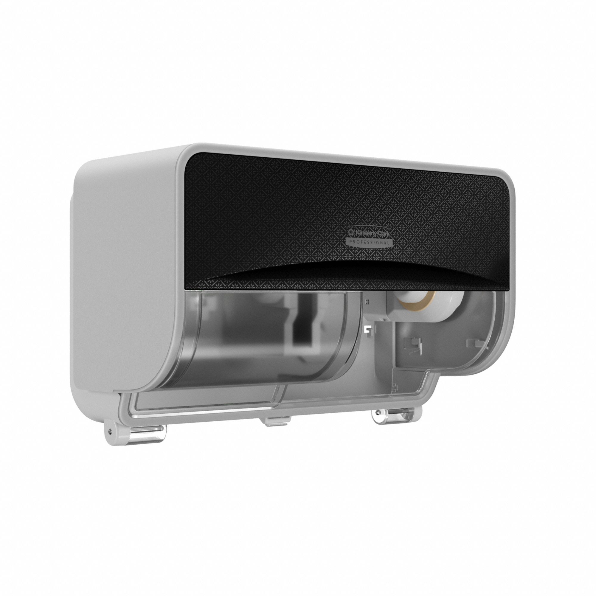 TOILET PAPER DISPENSER, HIGH CAPACITY, HORIZONTAL DOUBLE RL, PLASTIC, BLACK MOSAIC