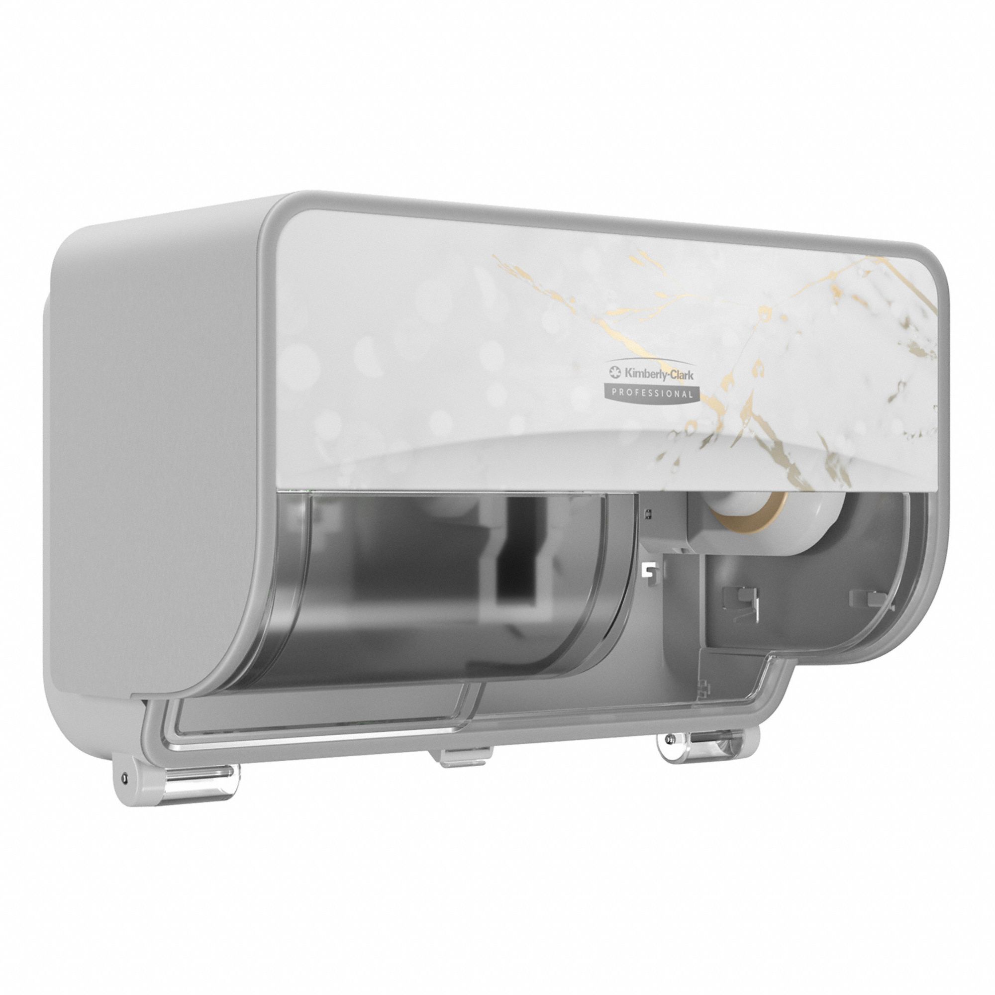 TOILET PAPER DISPENSER, HIGH CAPACITY, HORIZONTAL DOUBLE RL, PLASTIC, CHERRY BLOSSOM