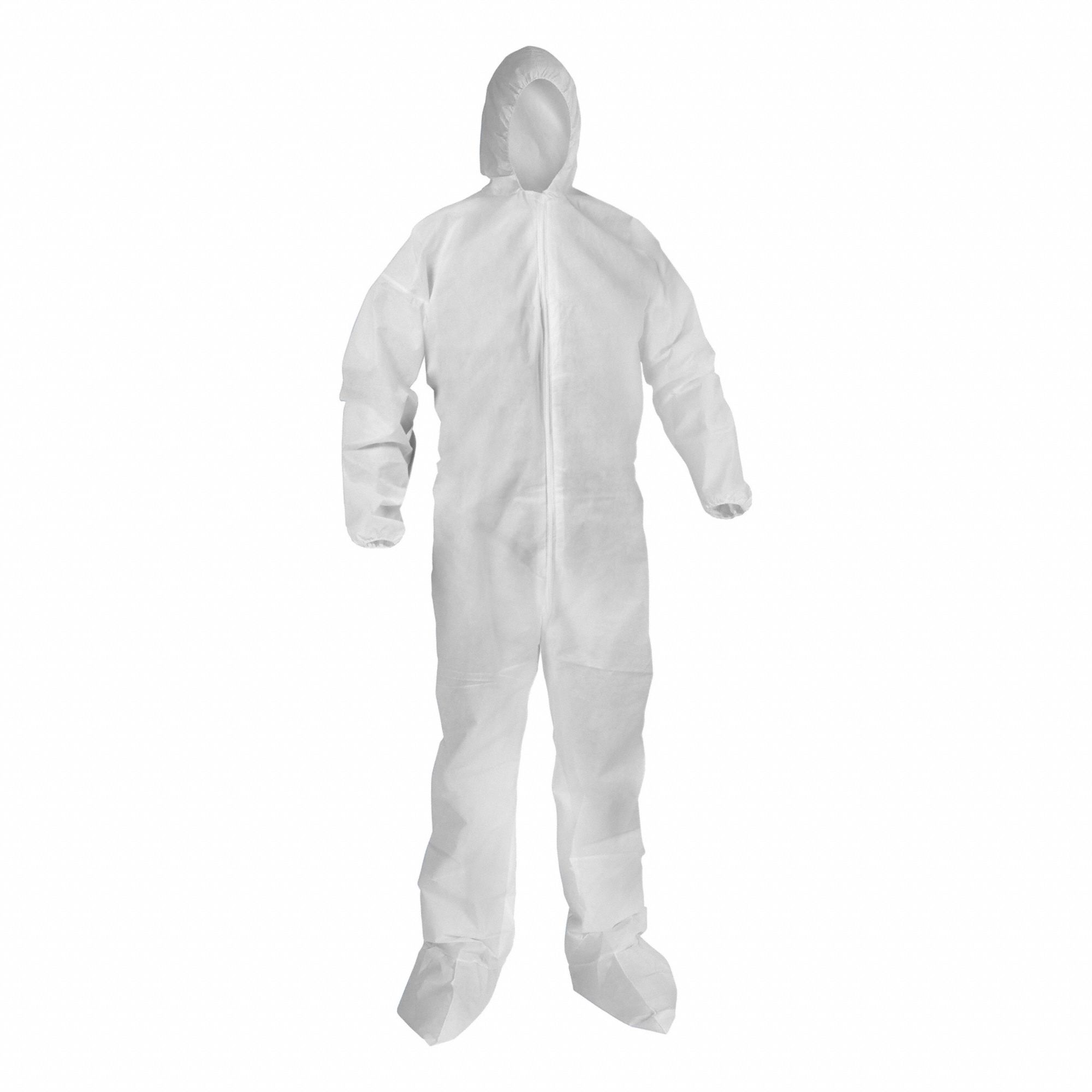 HOOD/BOOT COVERALL,WHITE,L SIZE,CA50