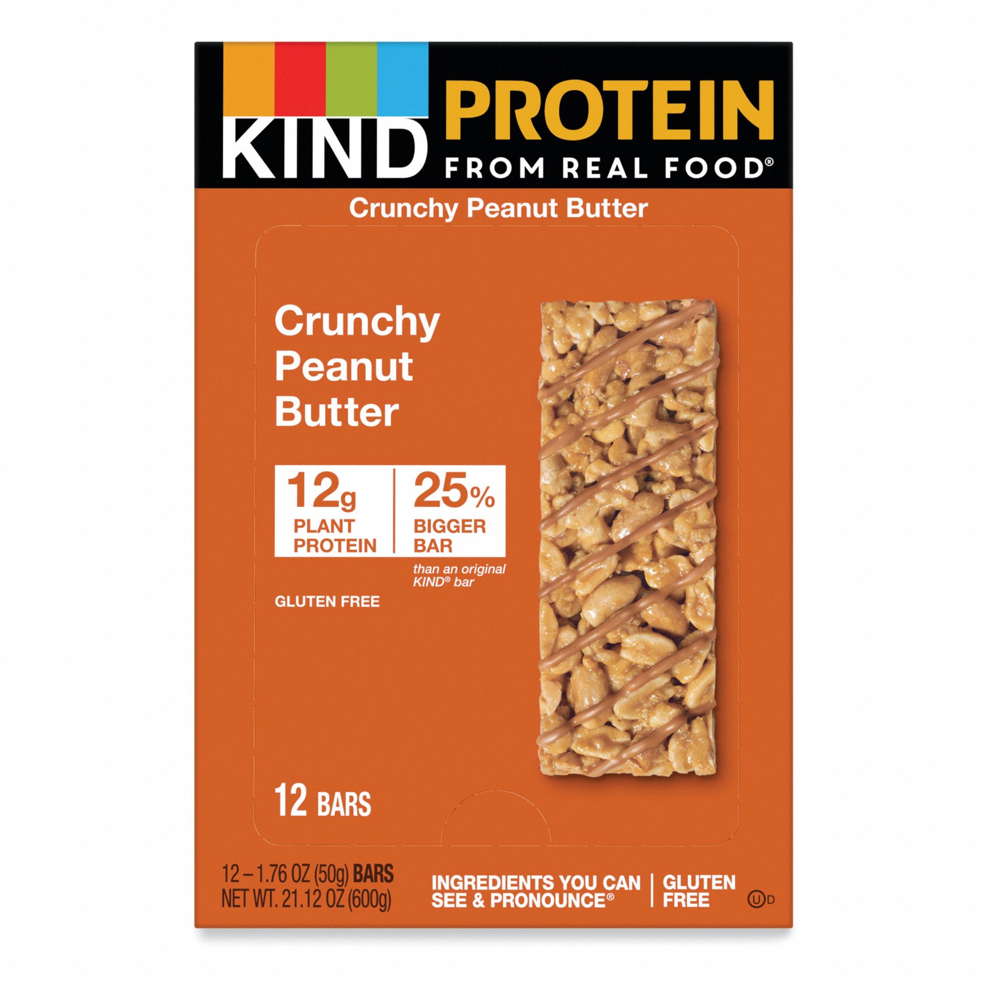 KIND, Crunchy Peanut Butter, 1.76 oz Item Size, Protein Bars 807DJ9