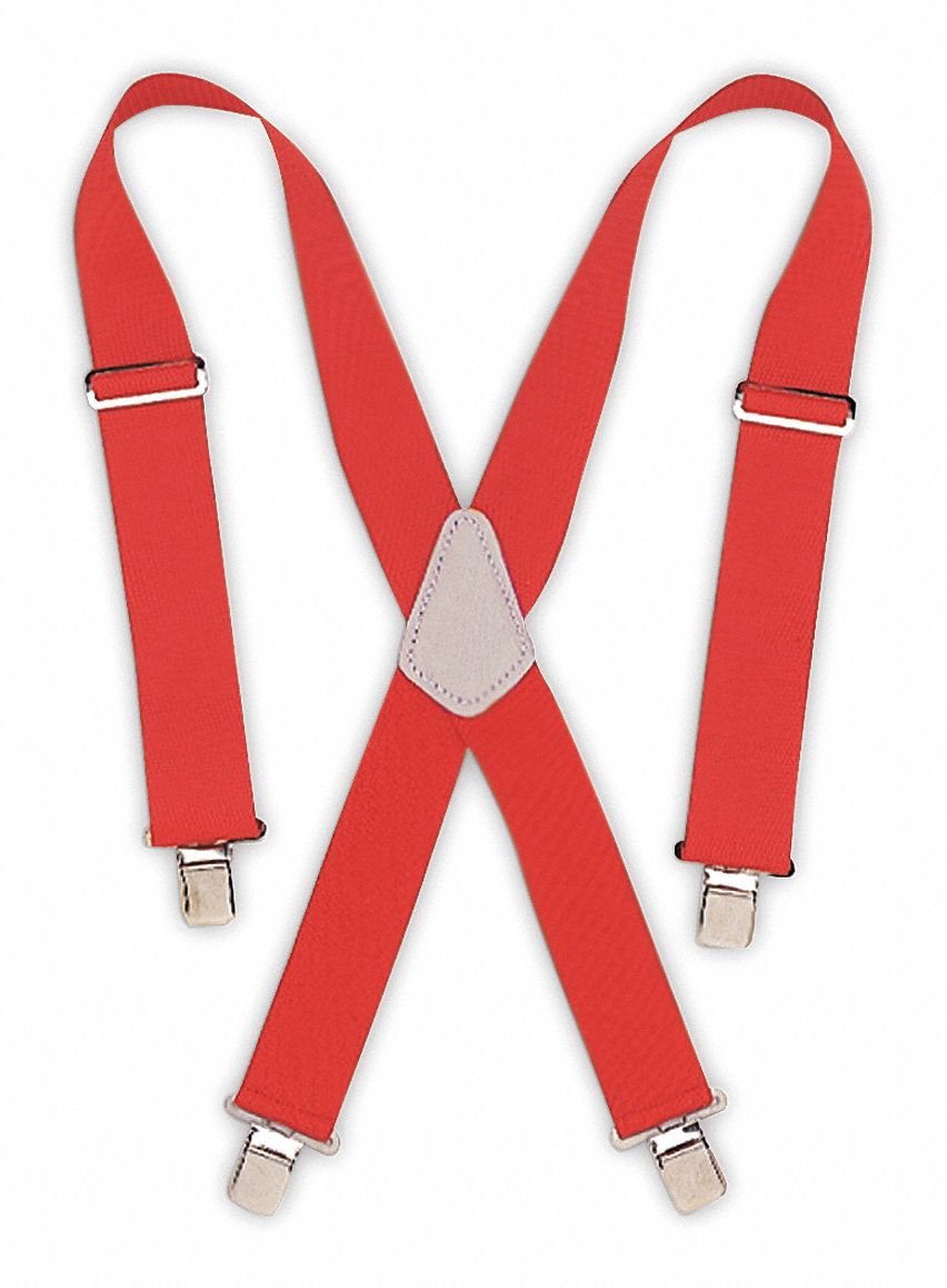 WORK SUSPENDERS, HEAVY DUTY, ADJUSTABLE, RED, ONE SIZ, 2IN,