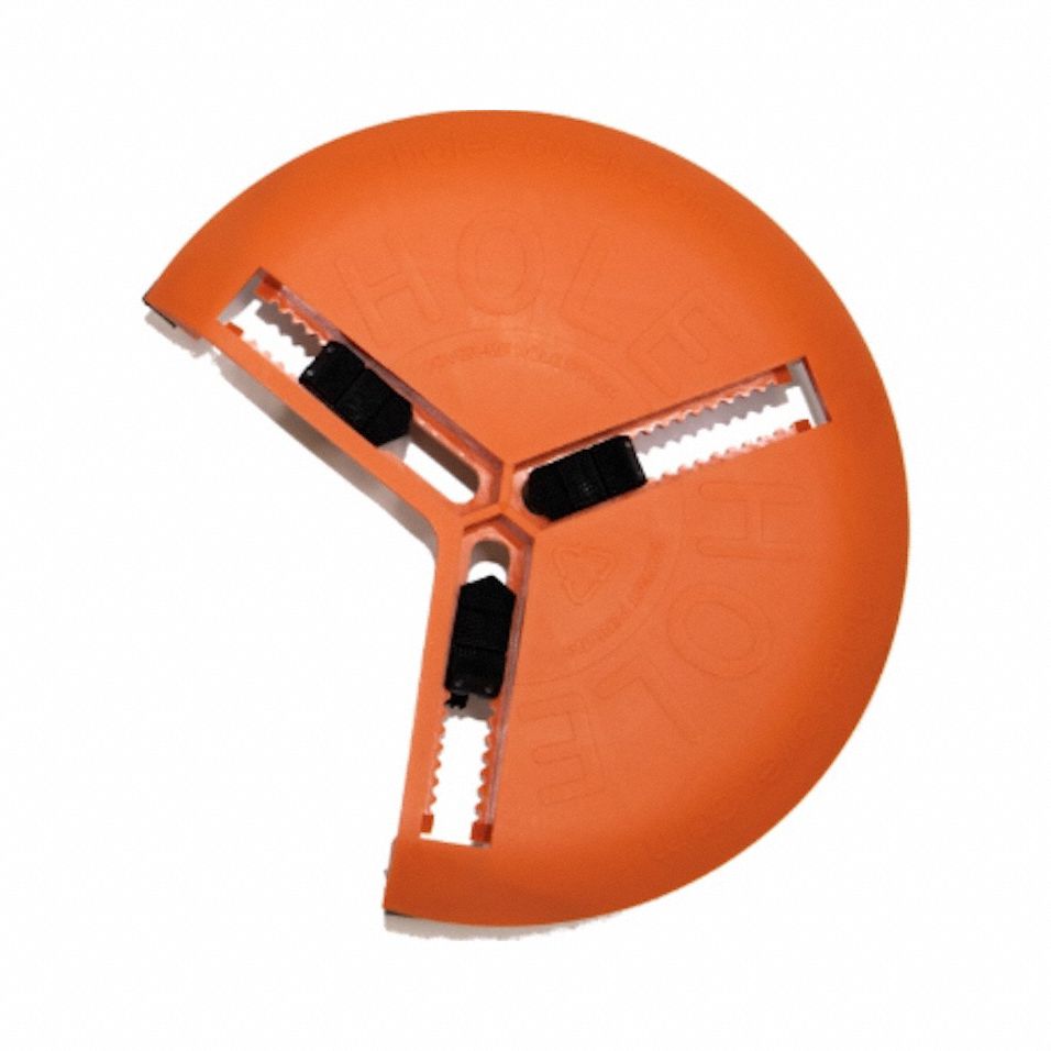 Hole Cover: 1, 750 lb Wt Capacity, For 6 in Max Hole Wd, Orange, 9.4 in Overall Dia, Round, 20 PK