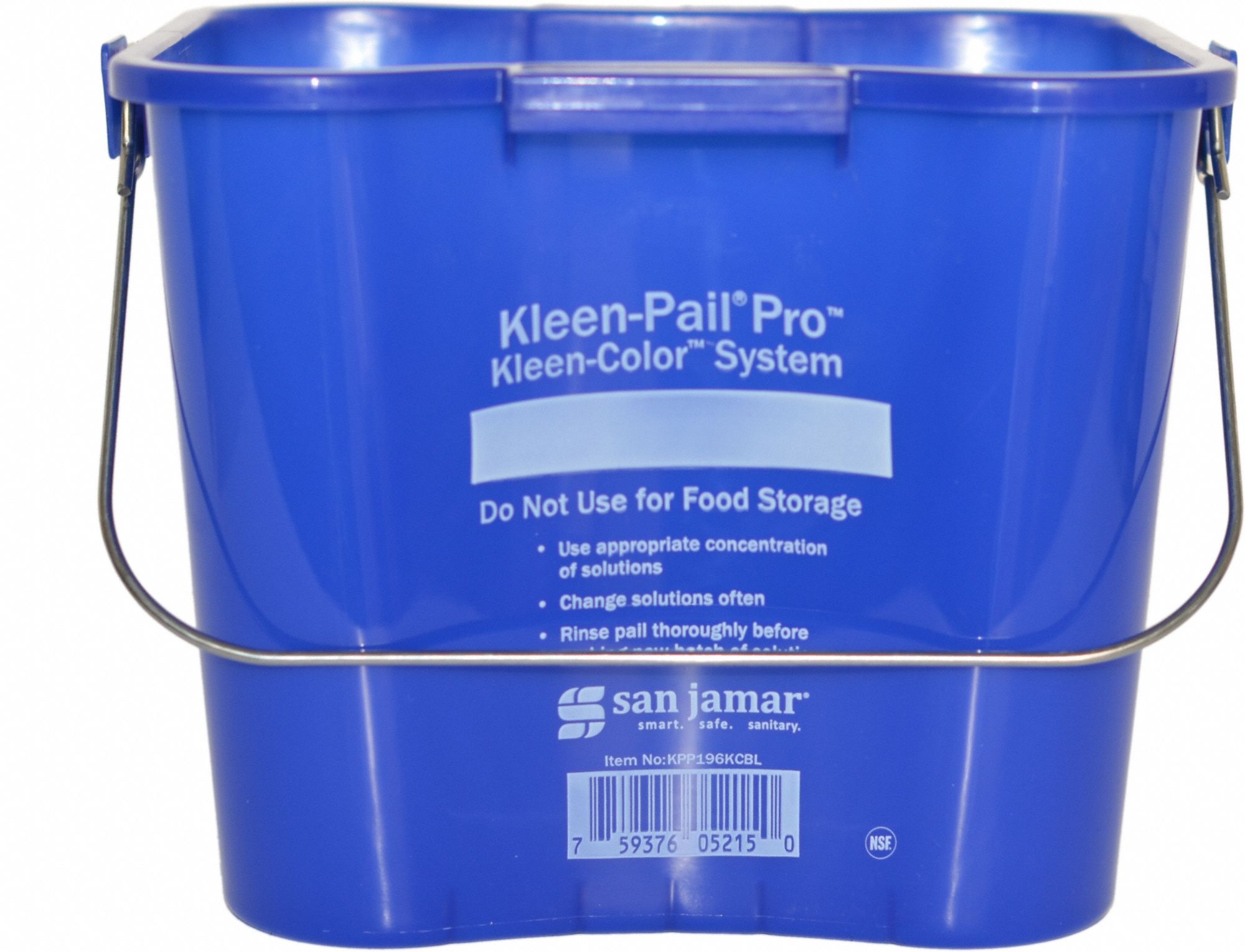 Bucket: 1 1/2 gal Capacity, 8 1/2 in Overall Wd, 7 1/4 in Overall Ht, Polypropylene, Blue