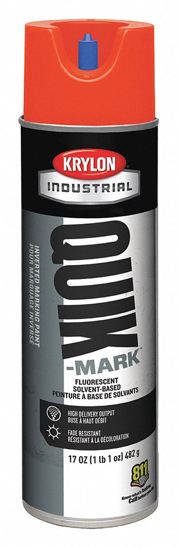 MARKING PAINT, INVERTED SPRAY, NON-CLOGGING, FLUORESCENT RED, 17 OZ, SOLVENT