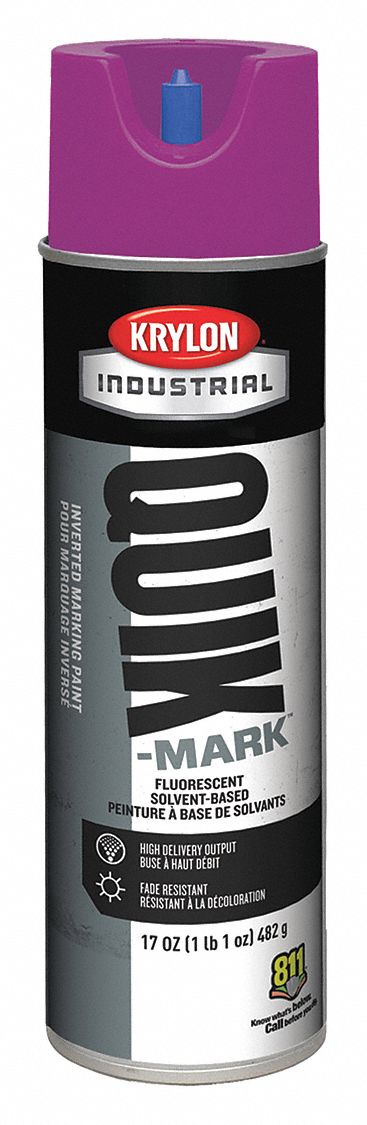 MARKING PAINT, INVERTED SPRAY, NON-CLOGGING, FLUORESCENT PURPLE, 17 OZ, SOLVENT