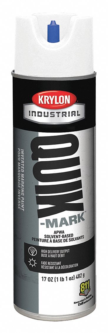 MARKING PAINT, INVERTED SPRAY, NON-CLOGGING, UTIITY WHITE, 17 OZ, SOLVENT