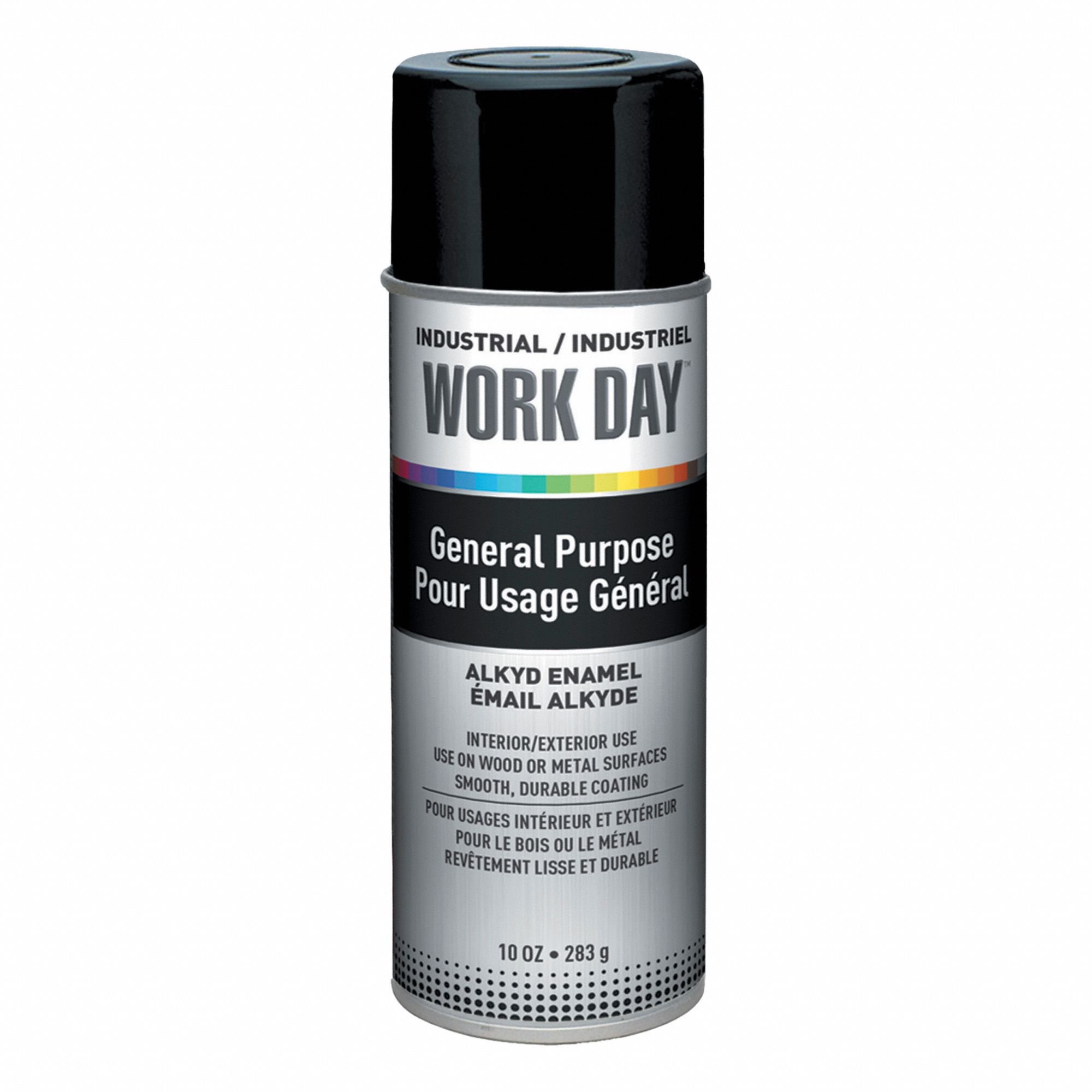 SPRAY PAINT, GENERAL PURPOSE, GLOSS FINISH, BLACK, 10 OZ, SOLVENT BASE/ALKYD ENAMEL