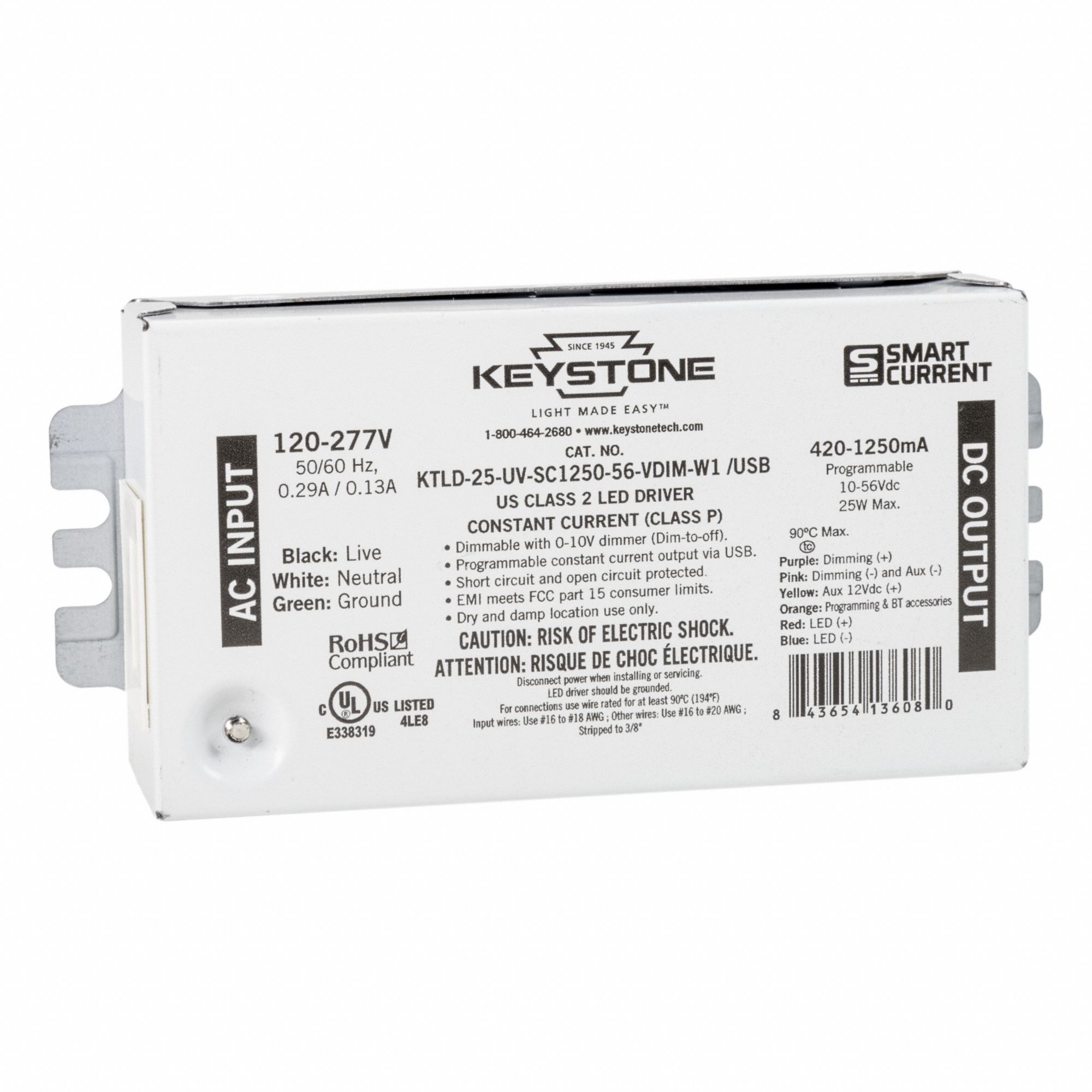 KEYSTONE TECHNOLOGIES, Class 2, 25 W Max. Power Output, LED Driver ...