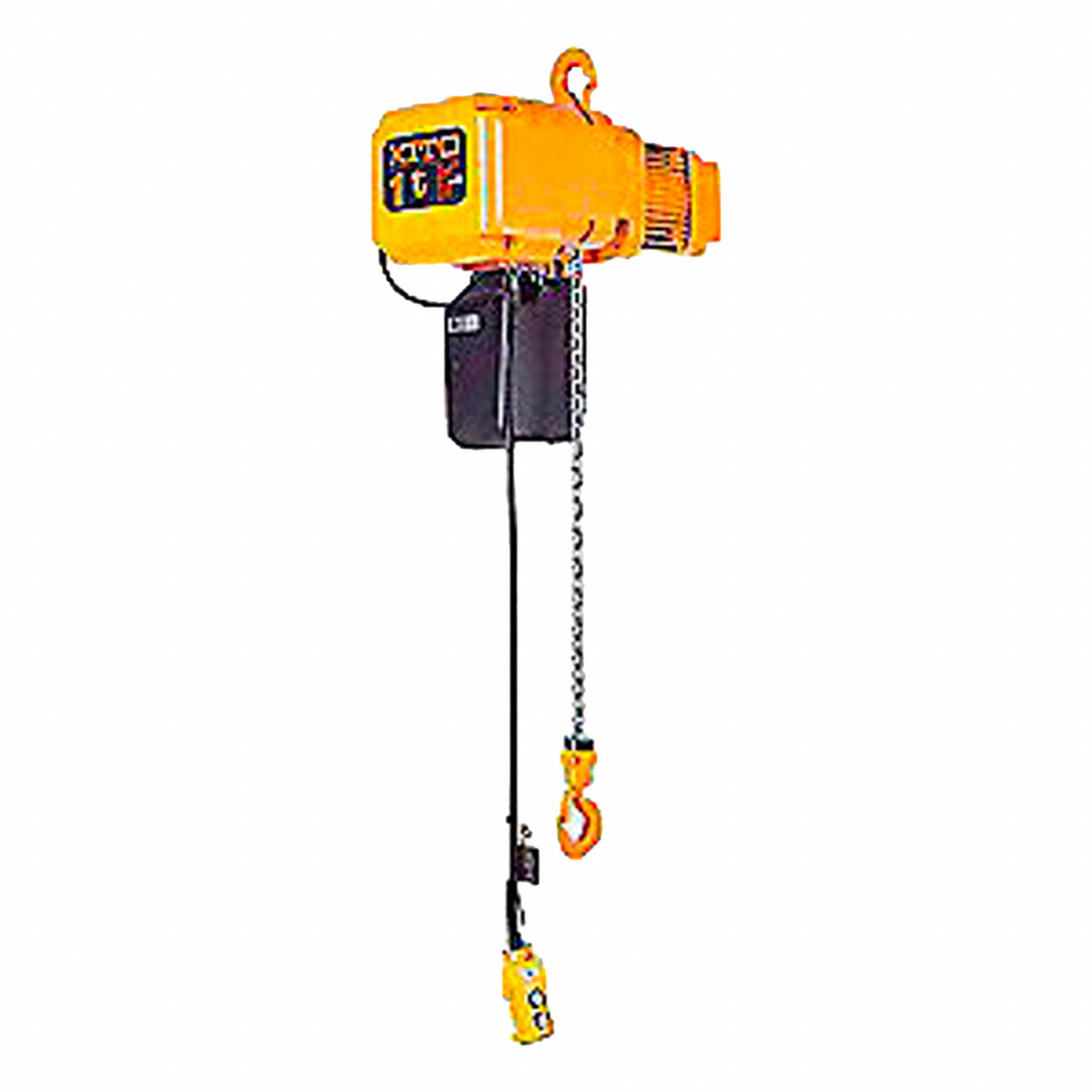 ELECTRIC CHAIN HOIST, YELLOW, 115V, 1T 50FT LIFT, 7FPM