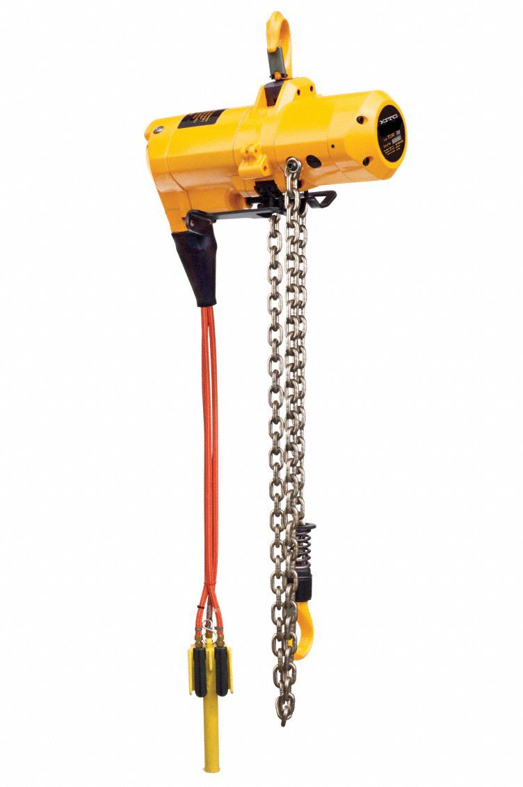 AIR HOIST, LUBE-FREE, CORD CONTROL, LD CAP 0.5 TON, 25 FT LIFT, 43/79 FPM, YELLOW